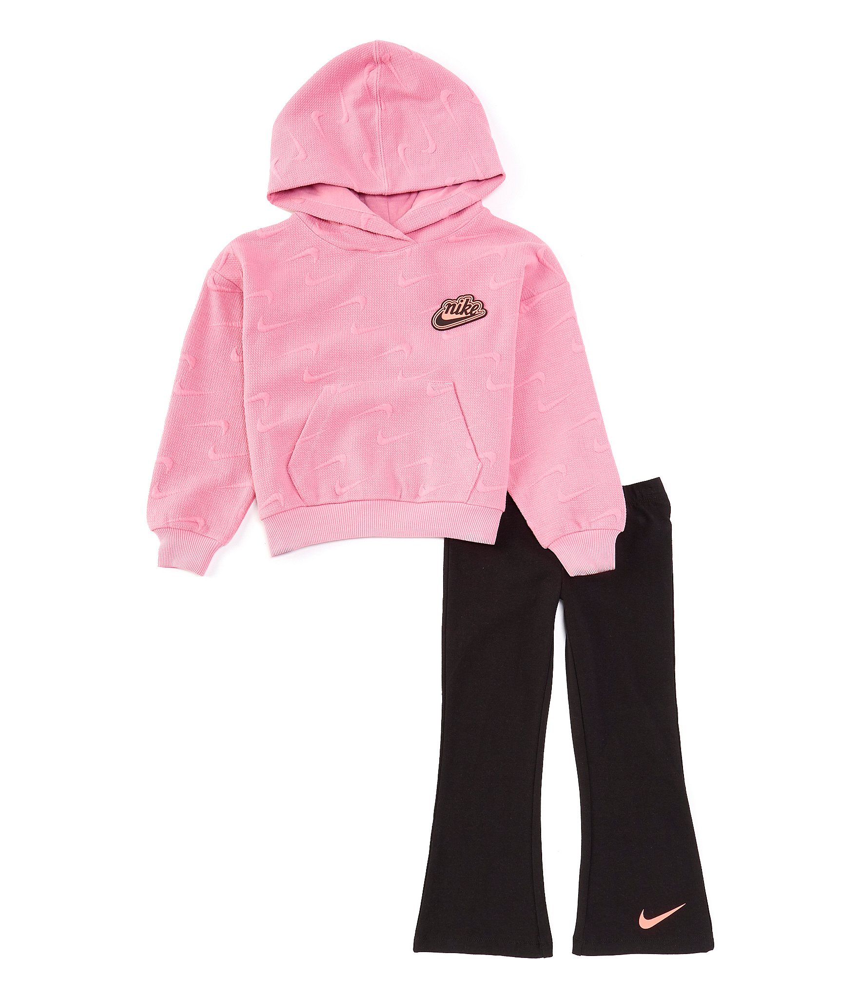 Nike Little Girls 2T-6X Long-Sleeve Knit Hoodie & Flared-Leg Stretch Knit Leggings Set