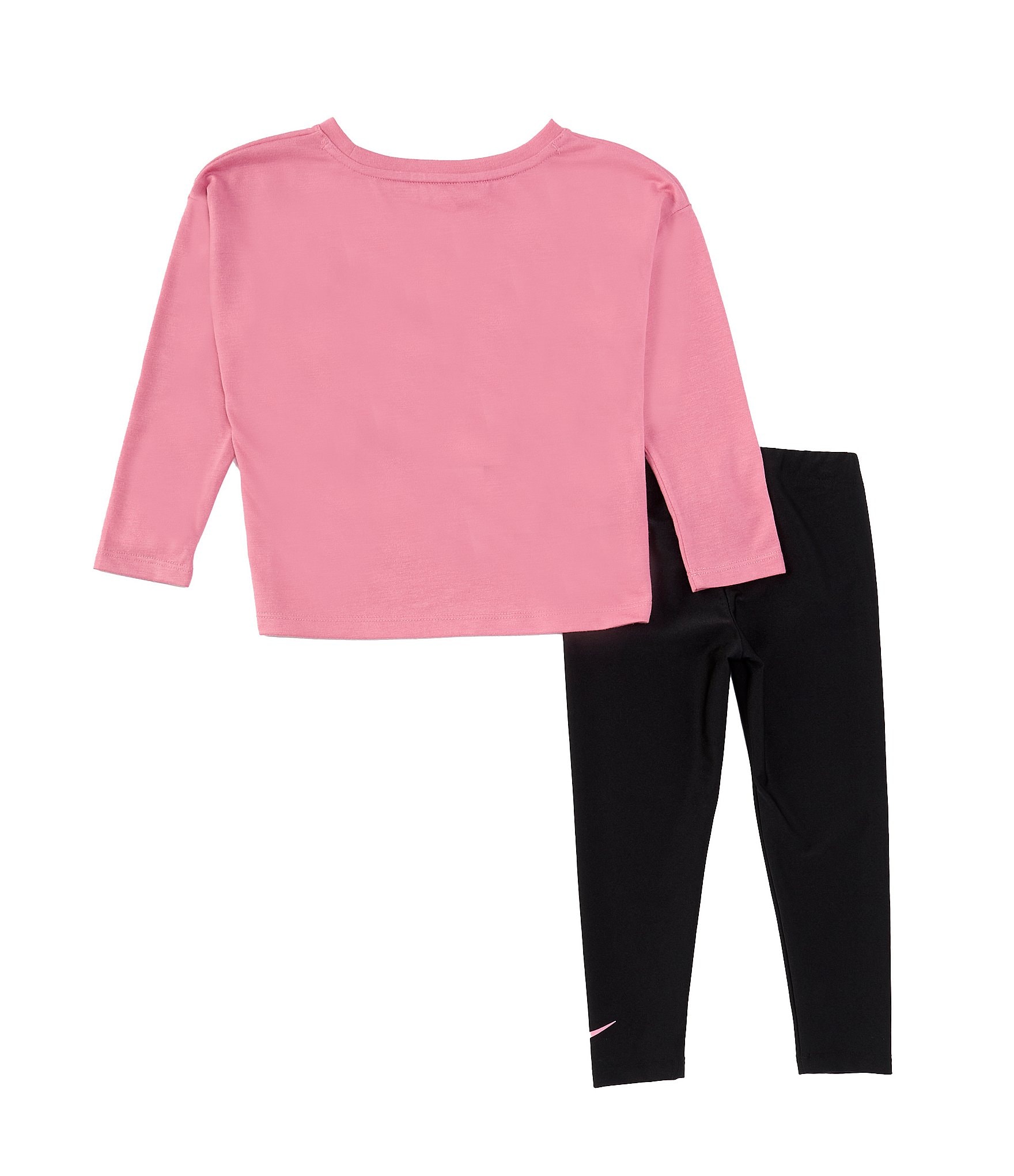 Nike Little Girls 2T-6X Long-Sleeve Scripted-Text Drapey Jersey Knit T-Shirt & Tricot Leggings Set