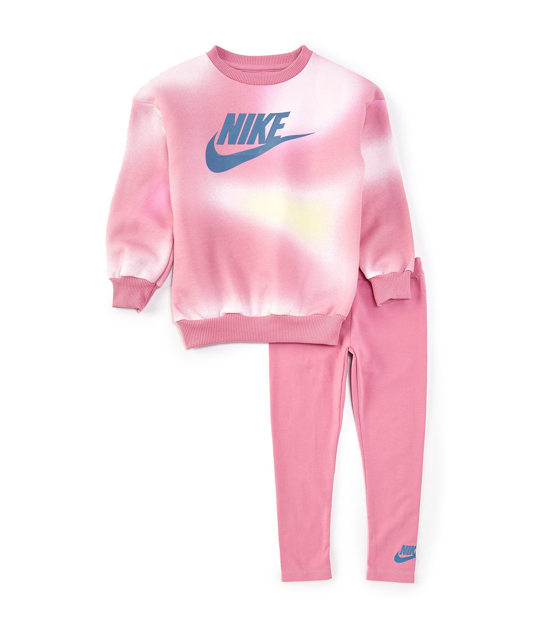 Nike Little Girls 2T-6X Long-Sleeve Solarized Printed Fleece Sweatshirt & Solid Jersey Leggings Set