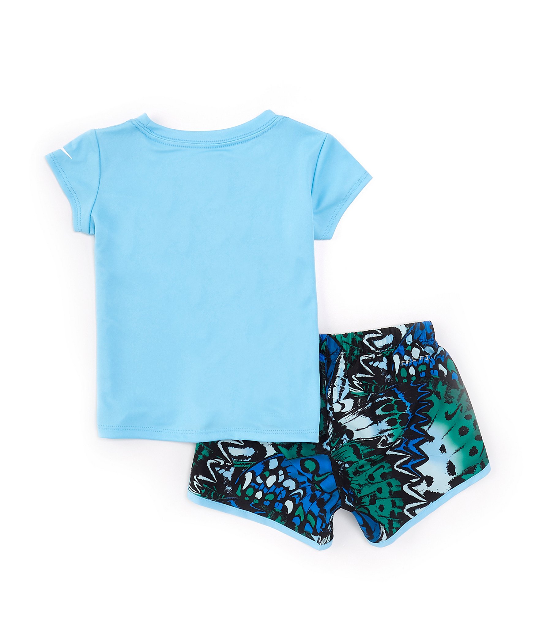 Nike Little Girls 2T-6X Meta-Morph Short Sleeve Interlock T-Shirt & Printed Microfiber Shorts Set