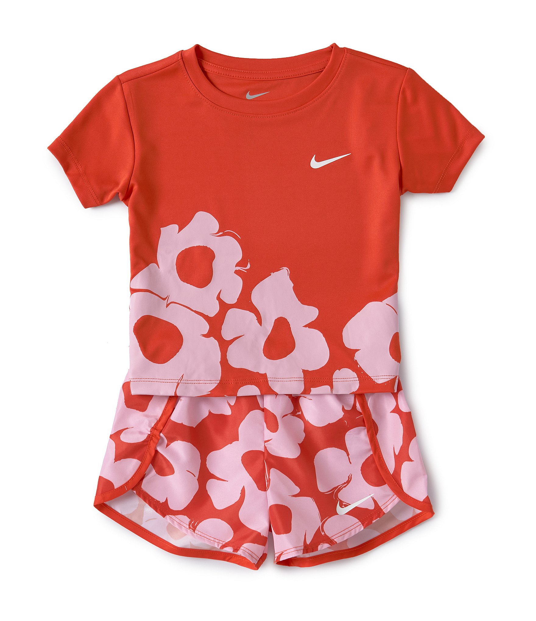 Nike Little Girls 2T-6X Short Sleeve Floral Sprint Short 2-Piece Set