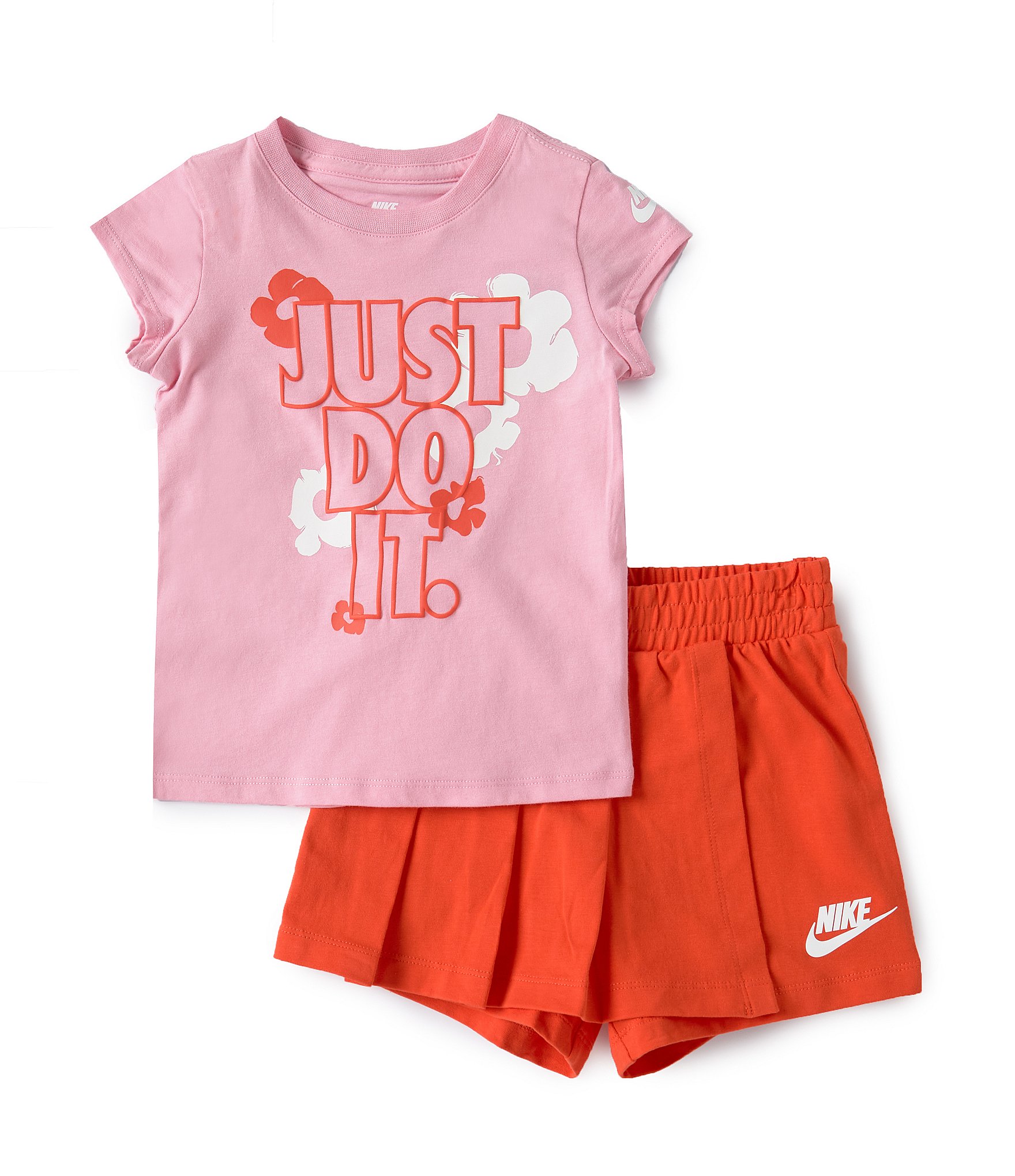 Nike Little Girls 2T-6X Short Sleeve Just Do It Floral Skort 2-Piece Set