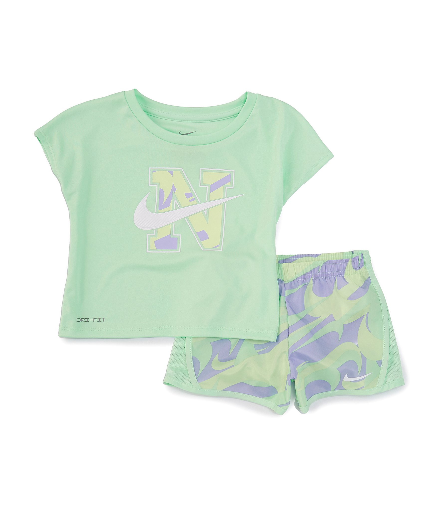 Nike Little Girls 2T-6X Short Sleeve Prep In Your Step T-Shirt & Tempo Shorts Set