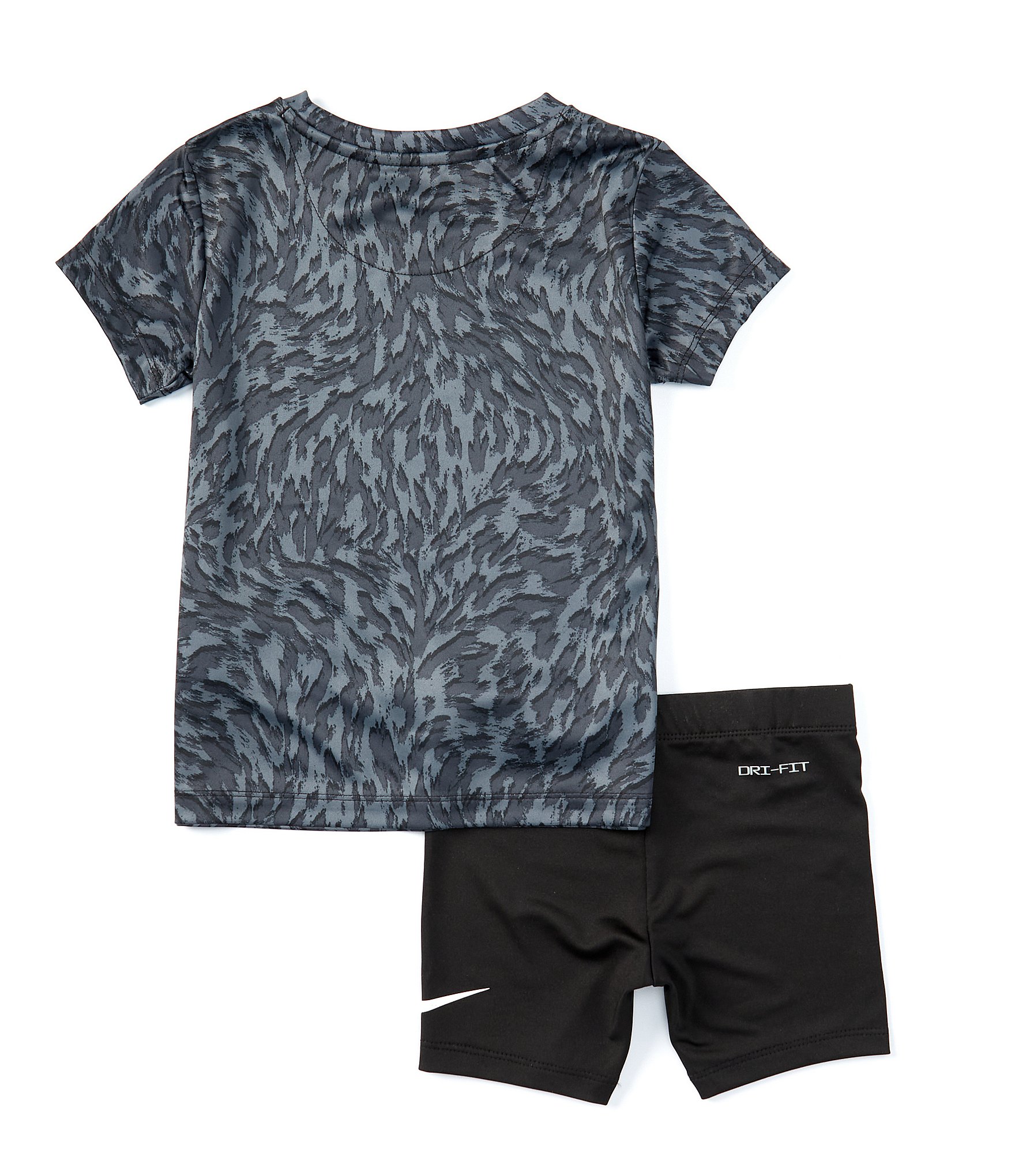 Nike Little Girls 2T-6X Short Sleeve Printed T-Shirt & Solid Biker Shorts Set