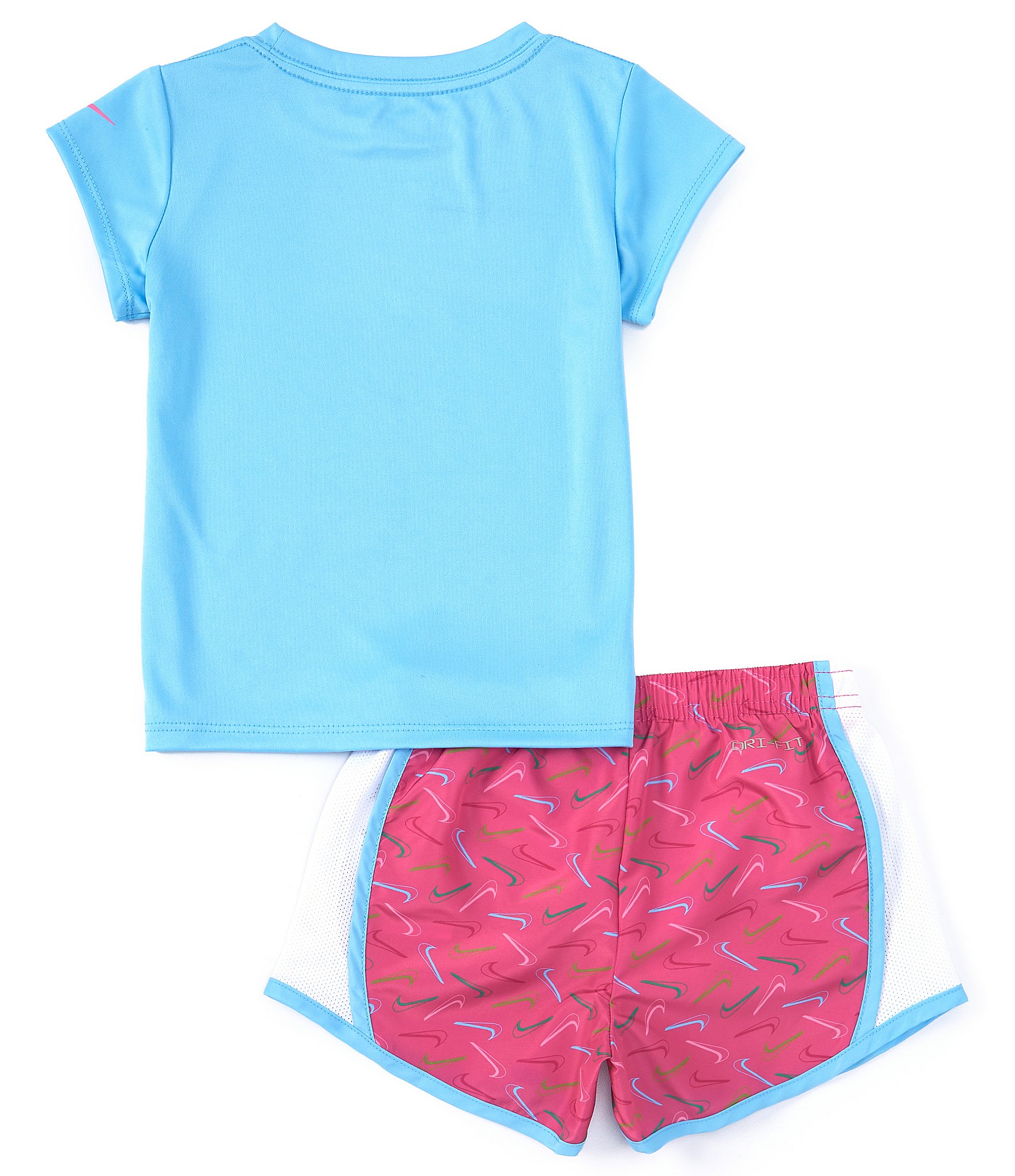 Nike Little Girls 2T-6X Short Sleeve Swooshfetti Interlock T-Shirt & Printed Microfiber Shorts Set