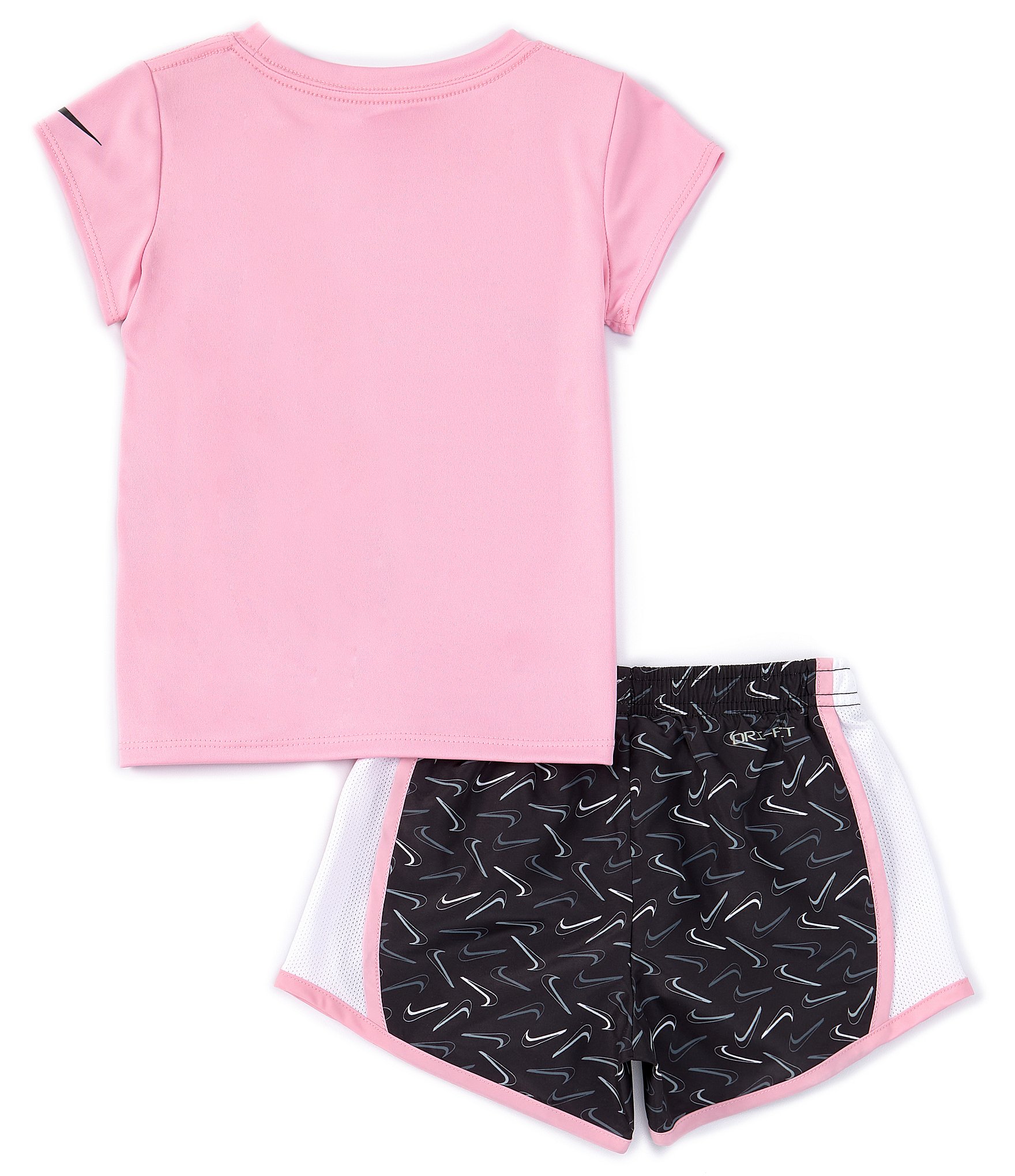 Nike Little Girls 2T-6X Short Sleeve Swooshfetti Interlock T-Shirt & Printed Microfiber Shorts Set