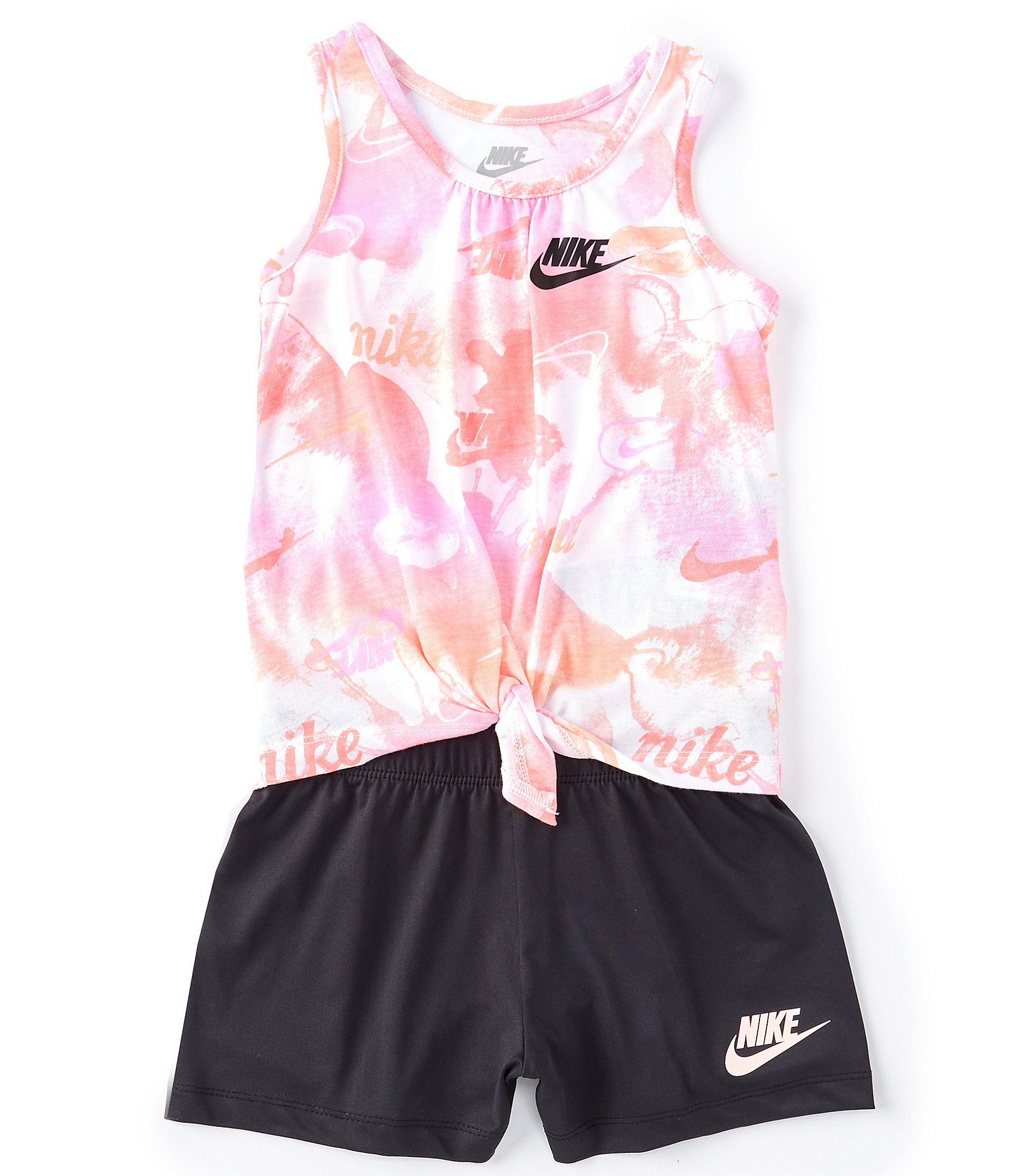 Cantina en cualquier momento Relacionado Nike Little Girls 2T-6X Sleeveless Summer Daze Tie Front Jersey Tank &  Short 2-Piece Set | Dillard's