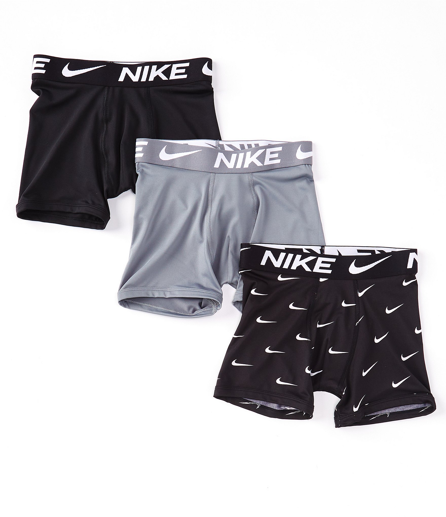 Nike Big Boys Essential Dri-FIT Boxer Briefs, Pack of 3 - Gray, Black - Size Small