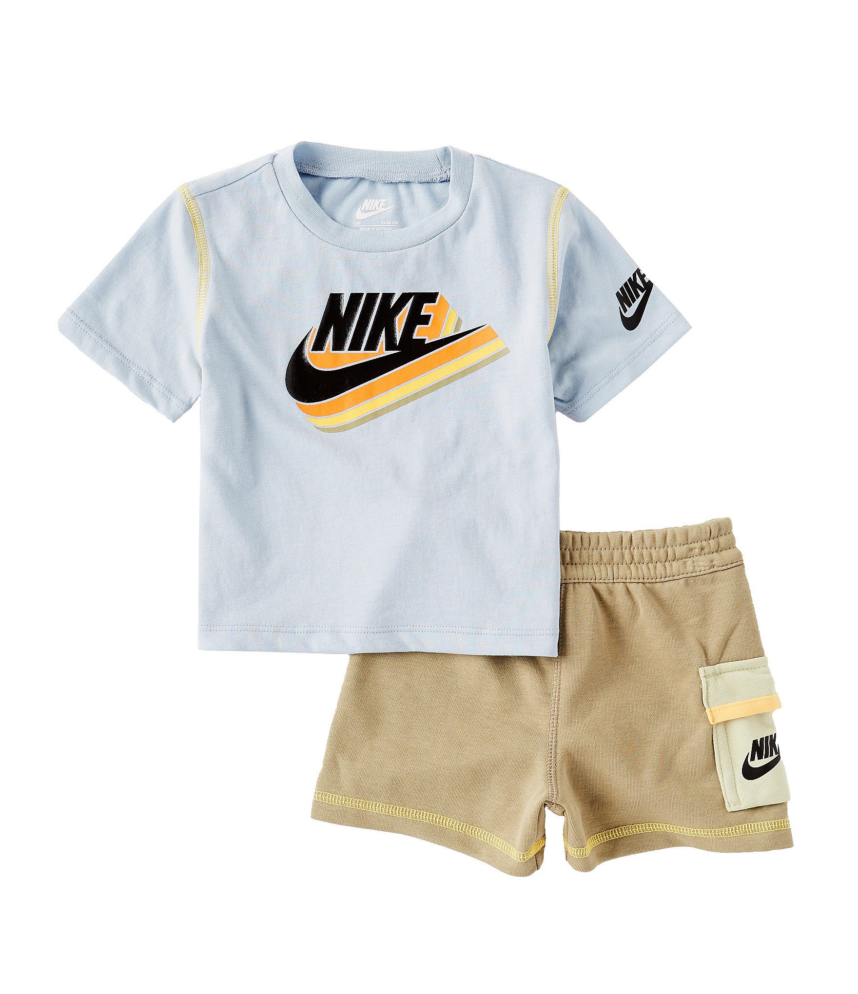 Nike Logo Little Boys 2T-7 Short Sleeve Icon Logo Jersey T-Shirt & Flap Pocket Shorts Set