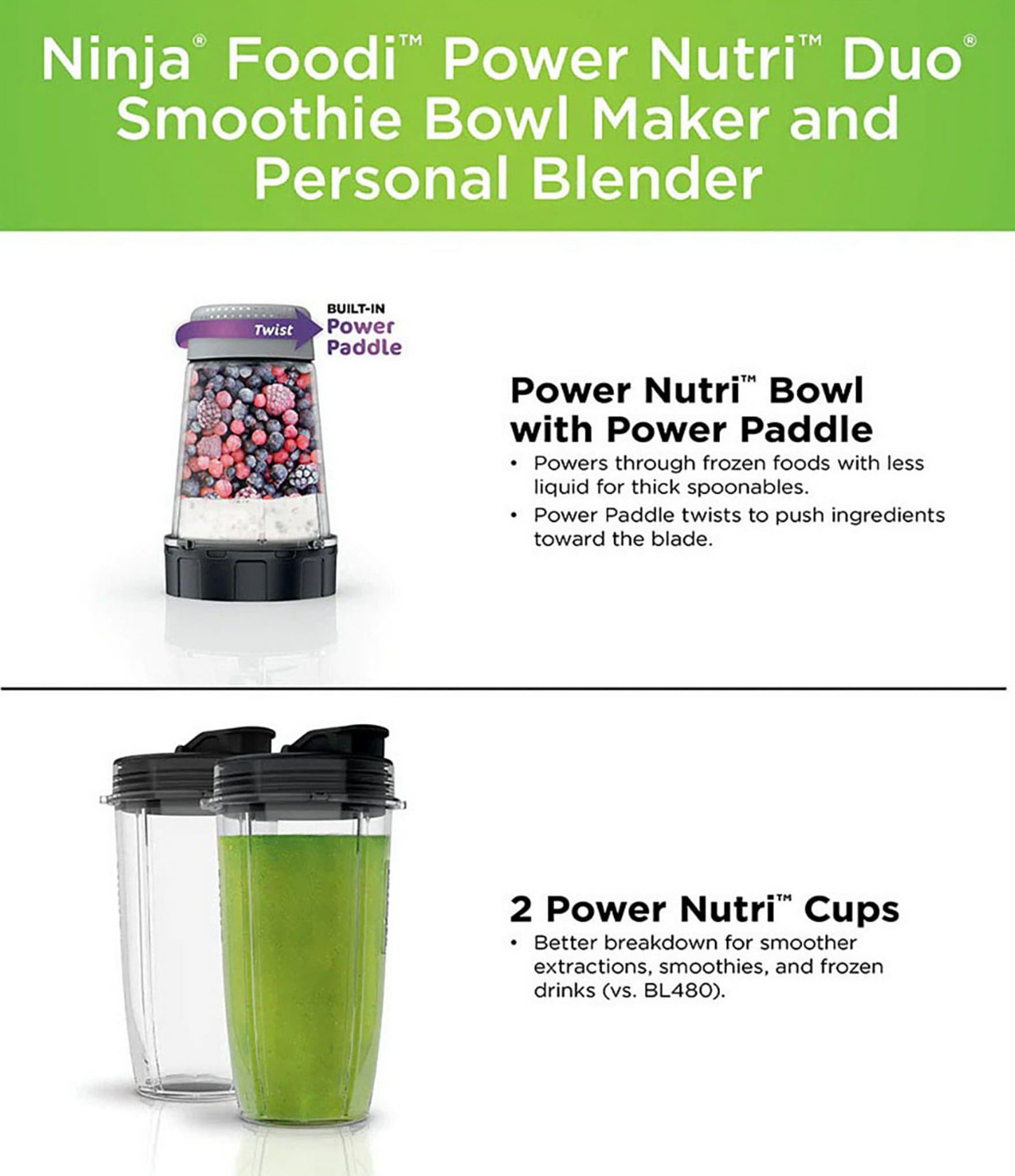 Ninja Foodi Power Nutri Blender Duo Smoothie Bowl Maker and Personal Blender