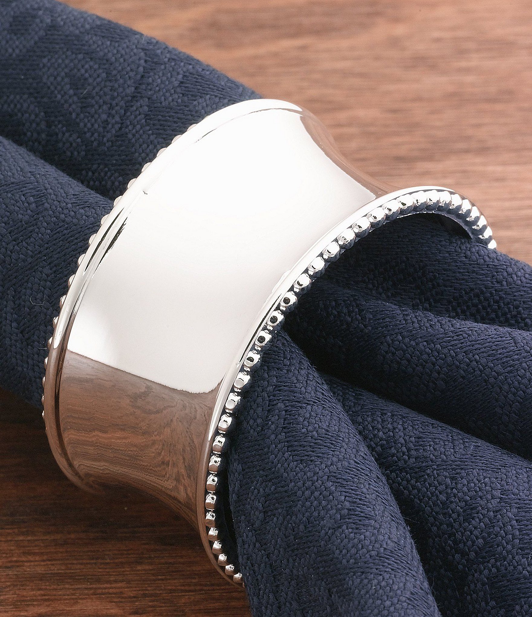 Noble Excellence Beaded Elegance Concave Metal Napkin Ring Dillards