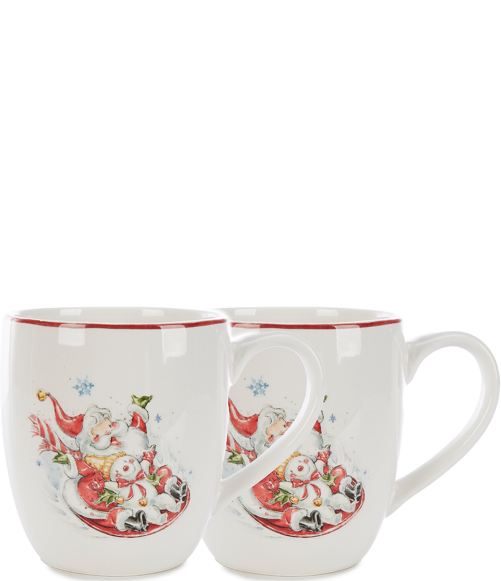 Southern Living Holiday Santa Mugs, Set of 2