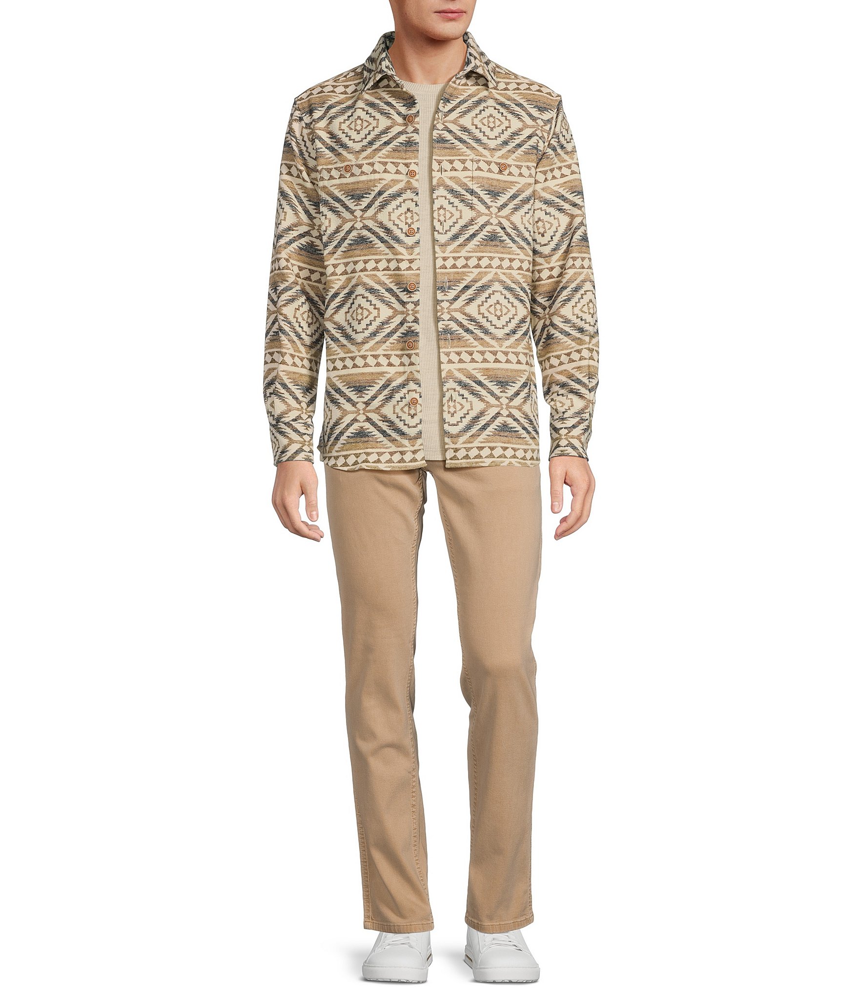 Nomad Collection Long Sleeve Brushed Jacquard Southwest Diamond Shirt Jacket