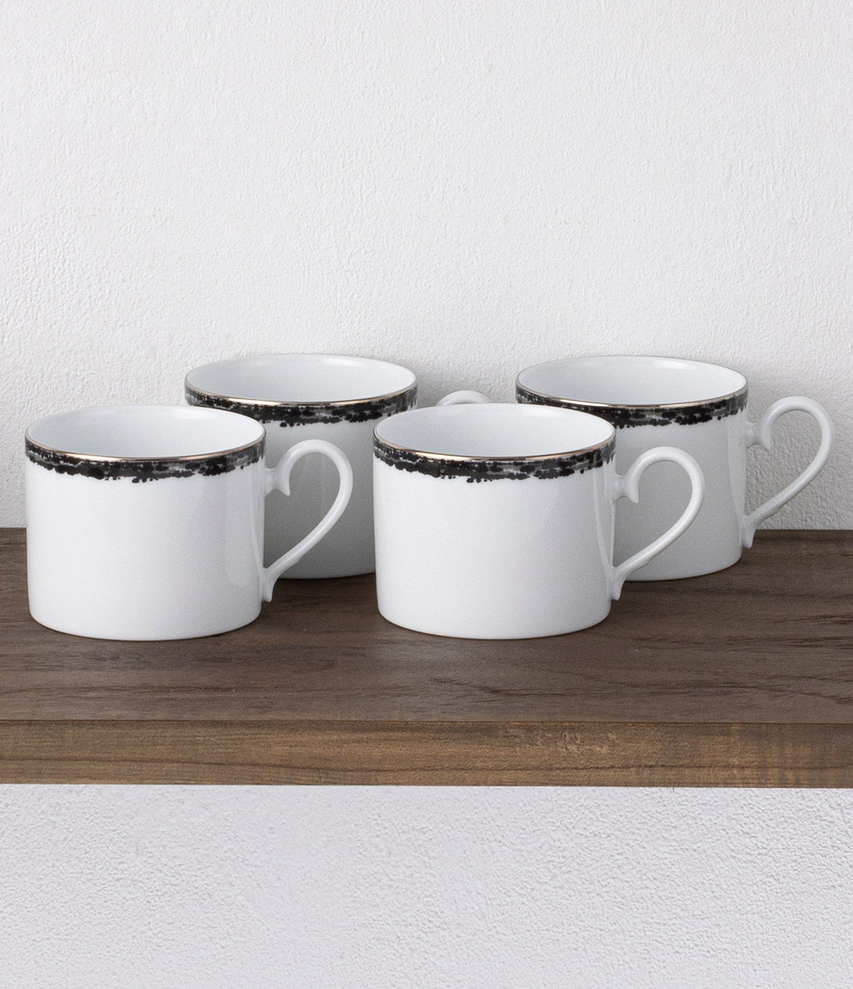 Noritake Black Rill Collection Cups, Set of 4