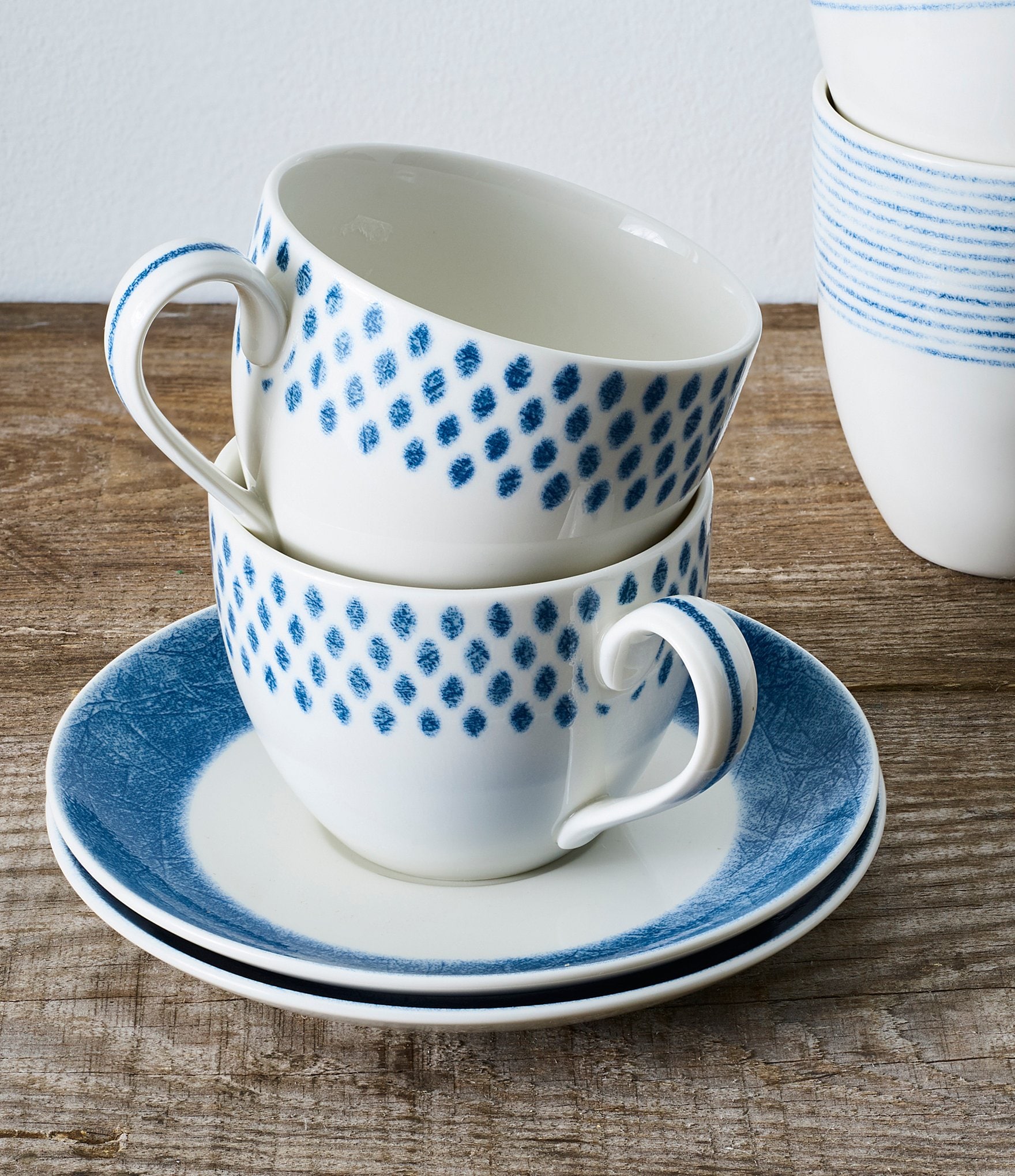 Noritake Blue Hammock Collection Dotted Cups, Set of 4