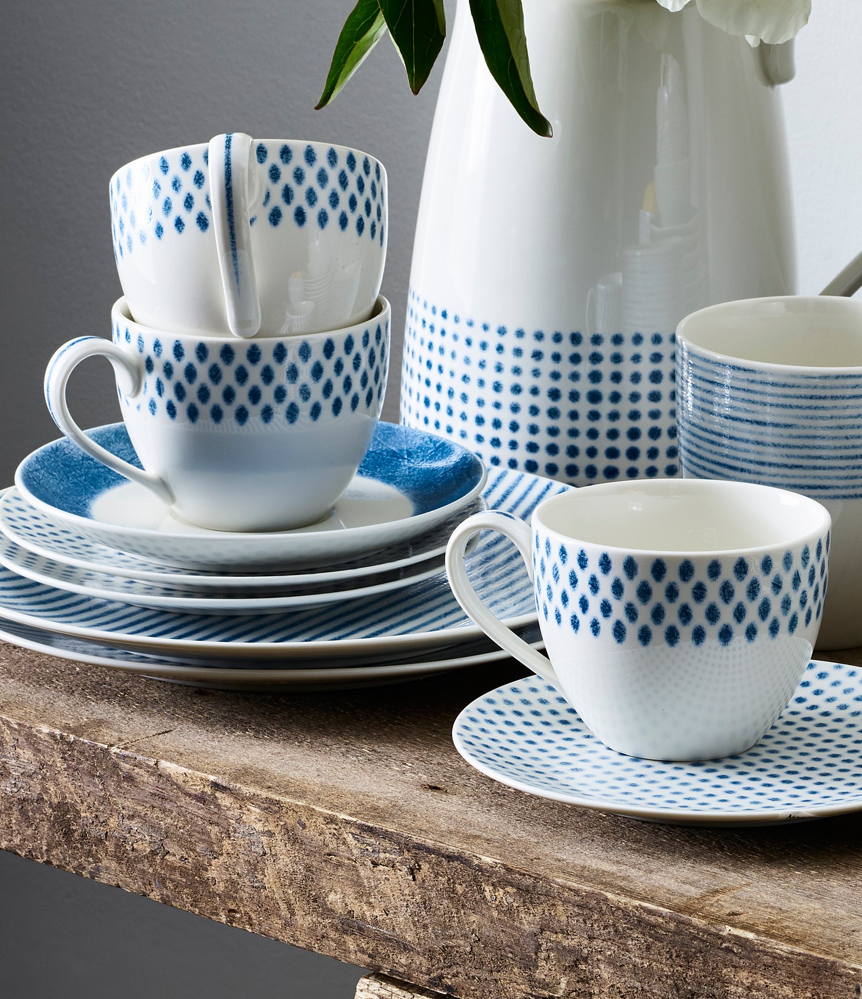 Noritake Blue Hammock Collection Dotted Cups, Set of 4