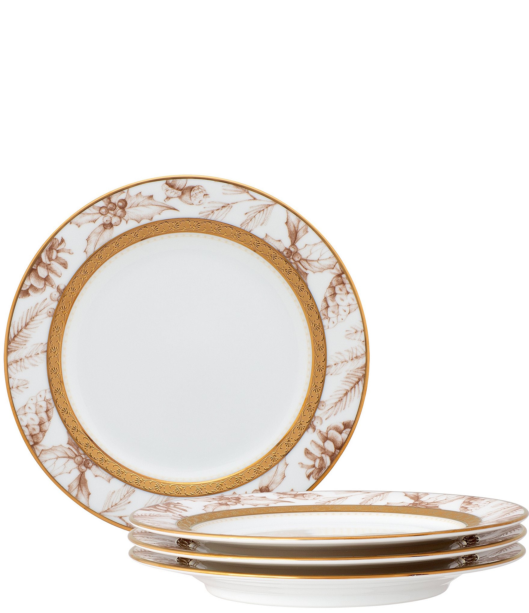 Noritake Charlotta Gold Holiday Harvest Appetizer Plates, Set of 4