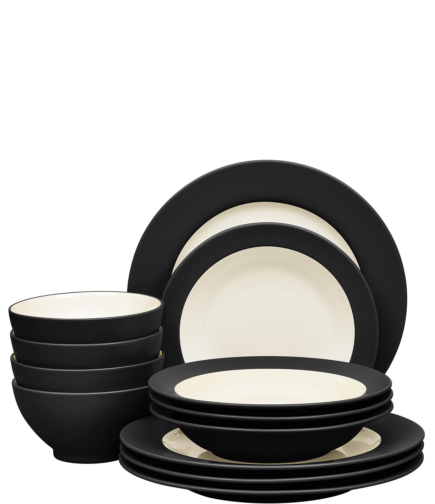 Noritake Colorwave 12 Piece Rim Set Service for 4 Graphite