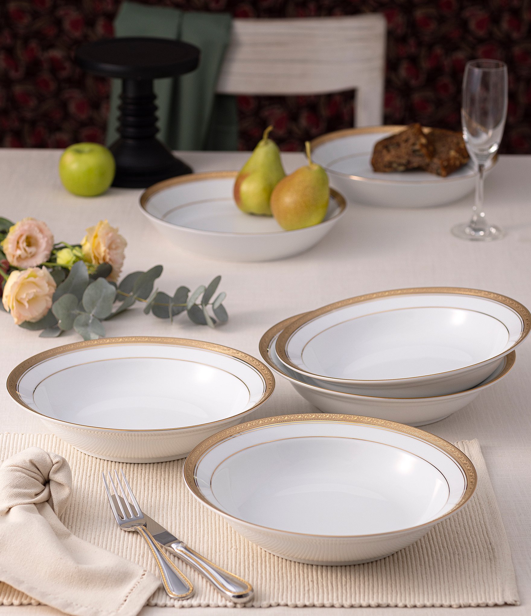 Noritake Crestwood Collection Rim Dinner Bowls, Set of 4