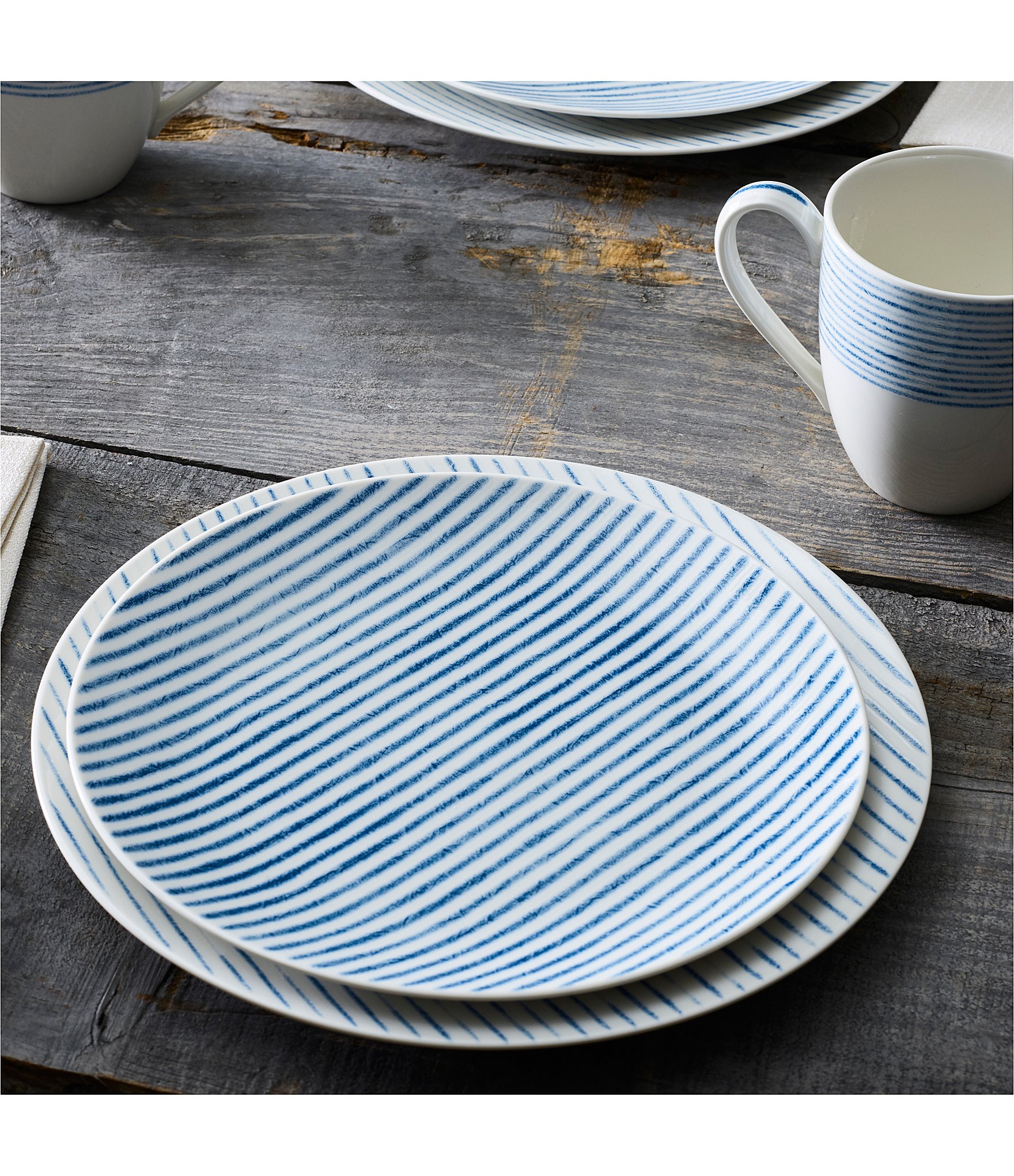 Noritake Hammock Collection Coupe Stripe Salad Plates, Set of 4