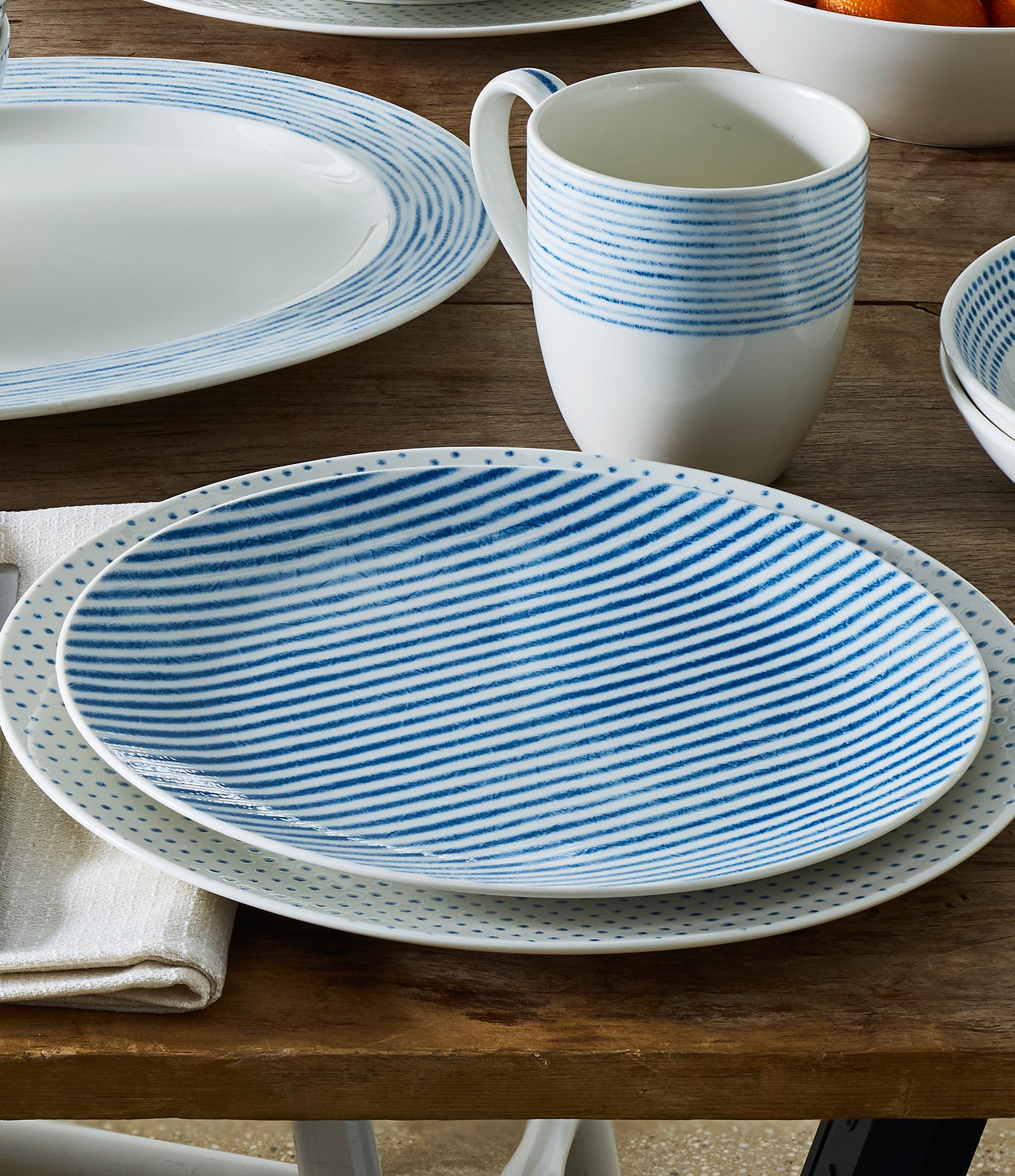 Noritake Hammock Collection Coupe Stripe Salad Plates, Set of 4
