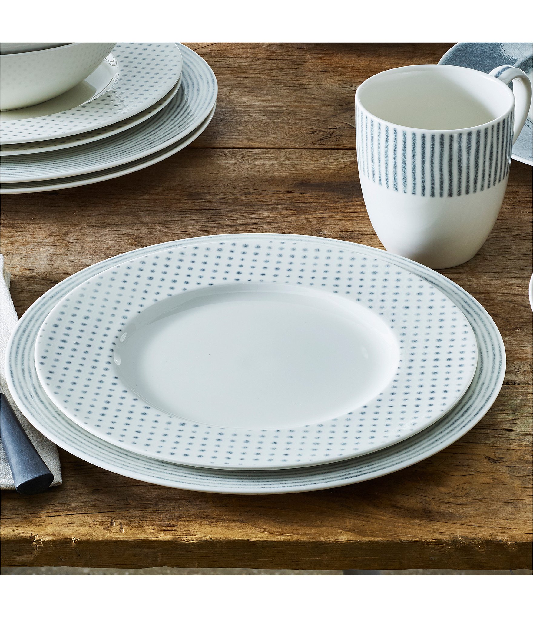 Noritake Hammock Collection Rimmed Dots Salad Plates, Set of 4