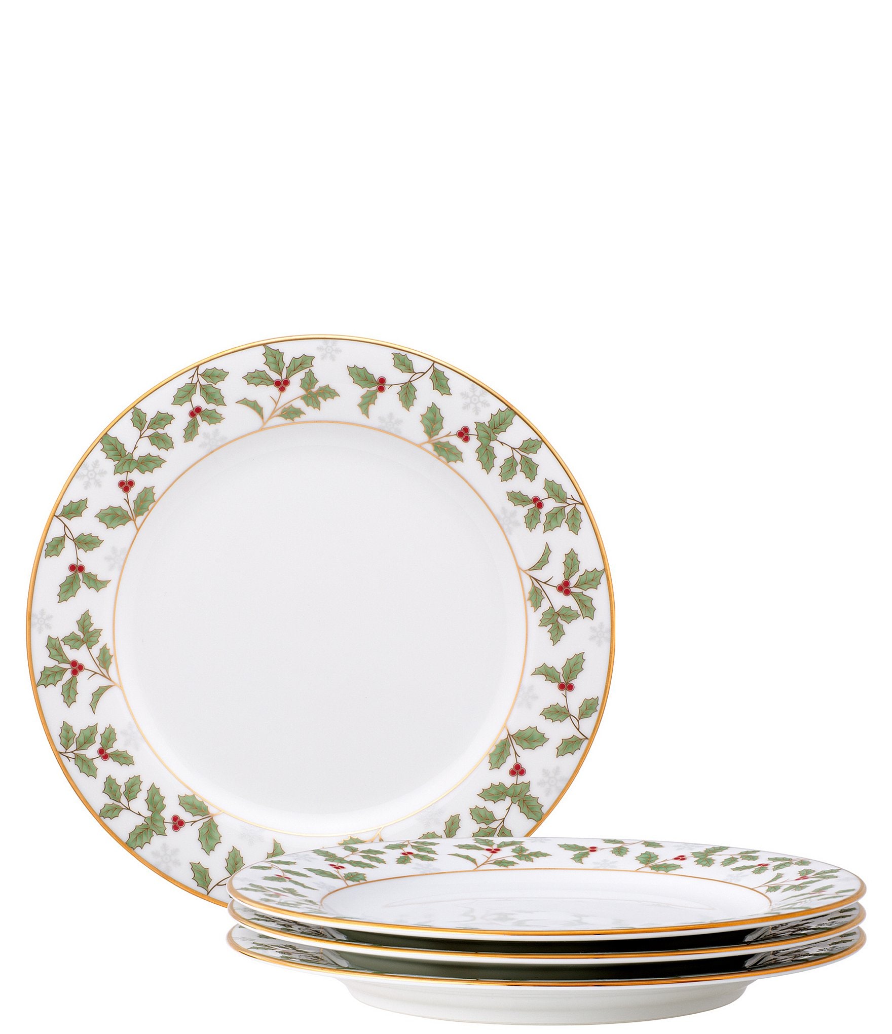 Noritake Holly & Berry Gold Collection Salad / Dessert Plates, Set of 4