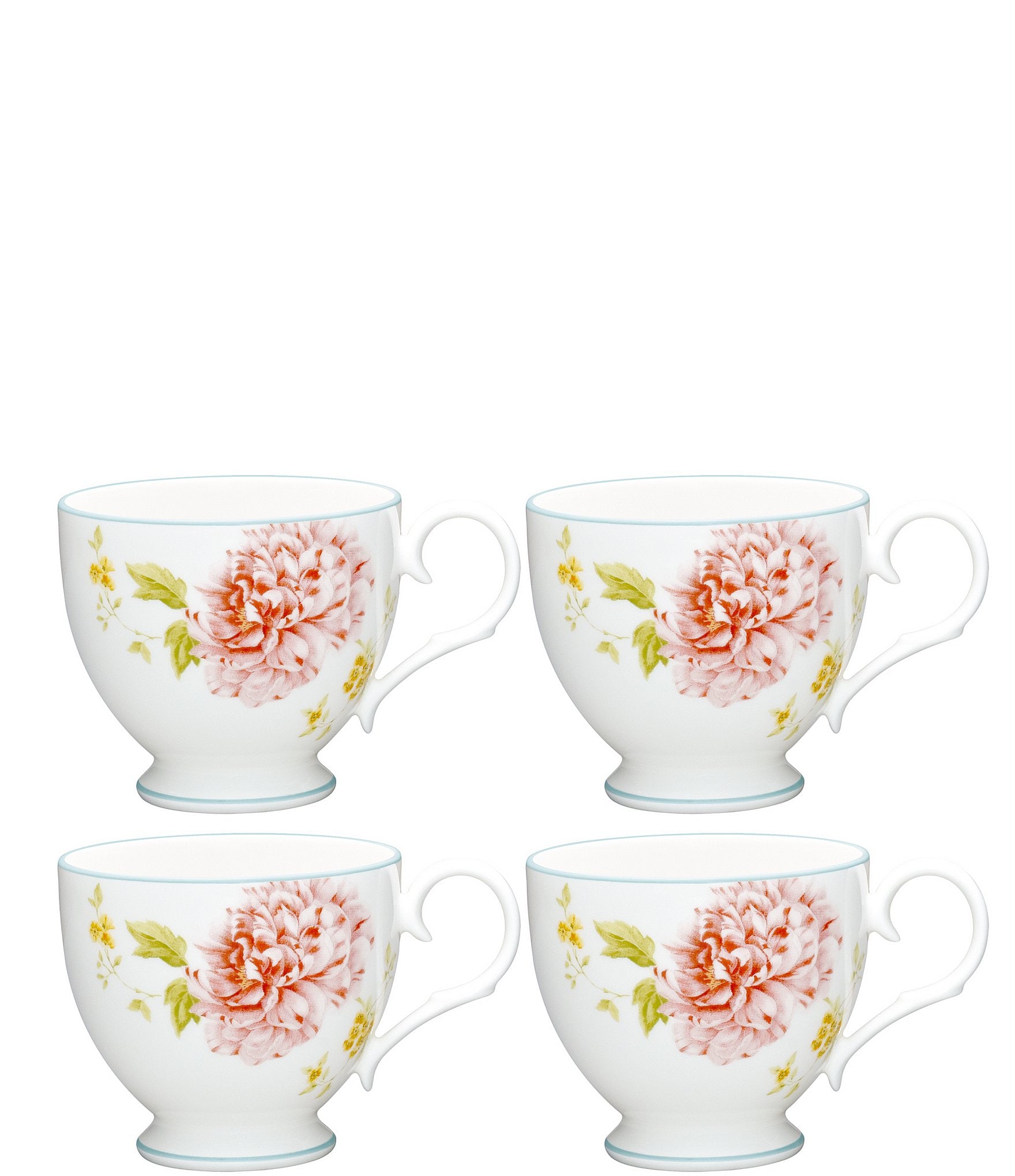 Noritake Peony Pageant Collection Teacups, Set Of 4 