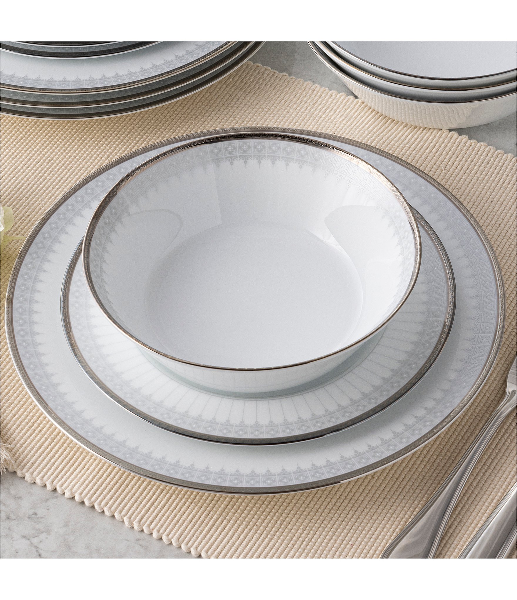 Noritake Silver Colonnade Collection 12-Piece Set, Service For 4