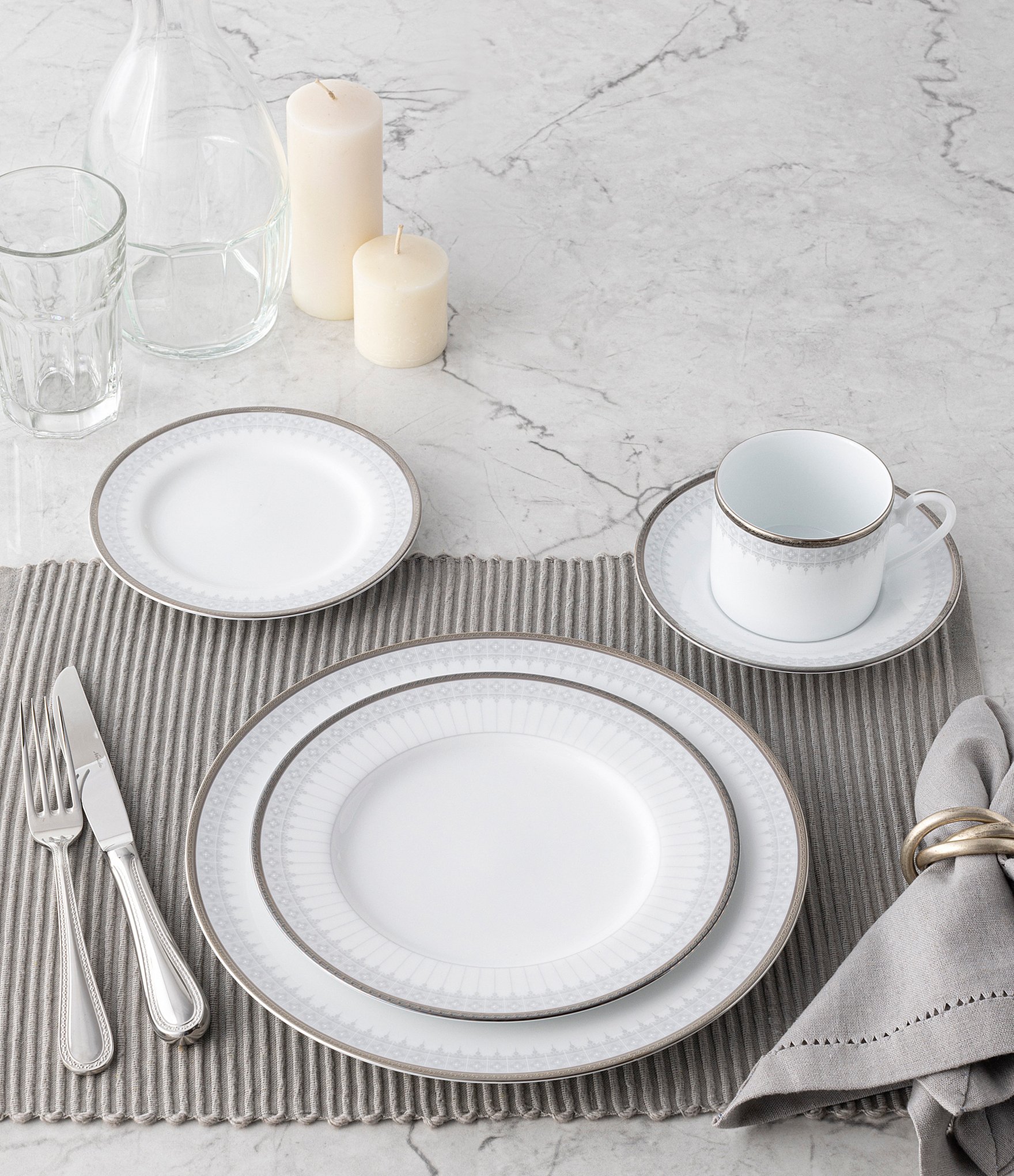 Noritake Silver Colonnade Collection 5-Piece Place Setting