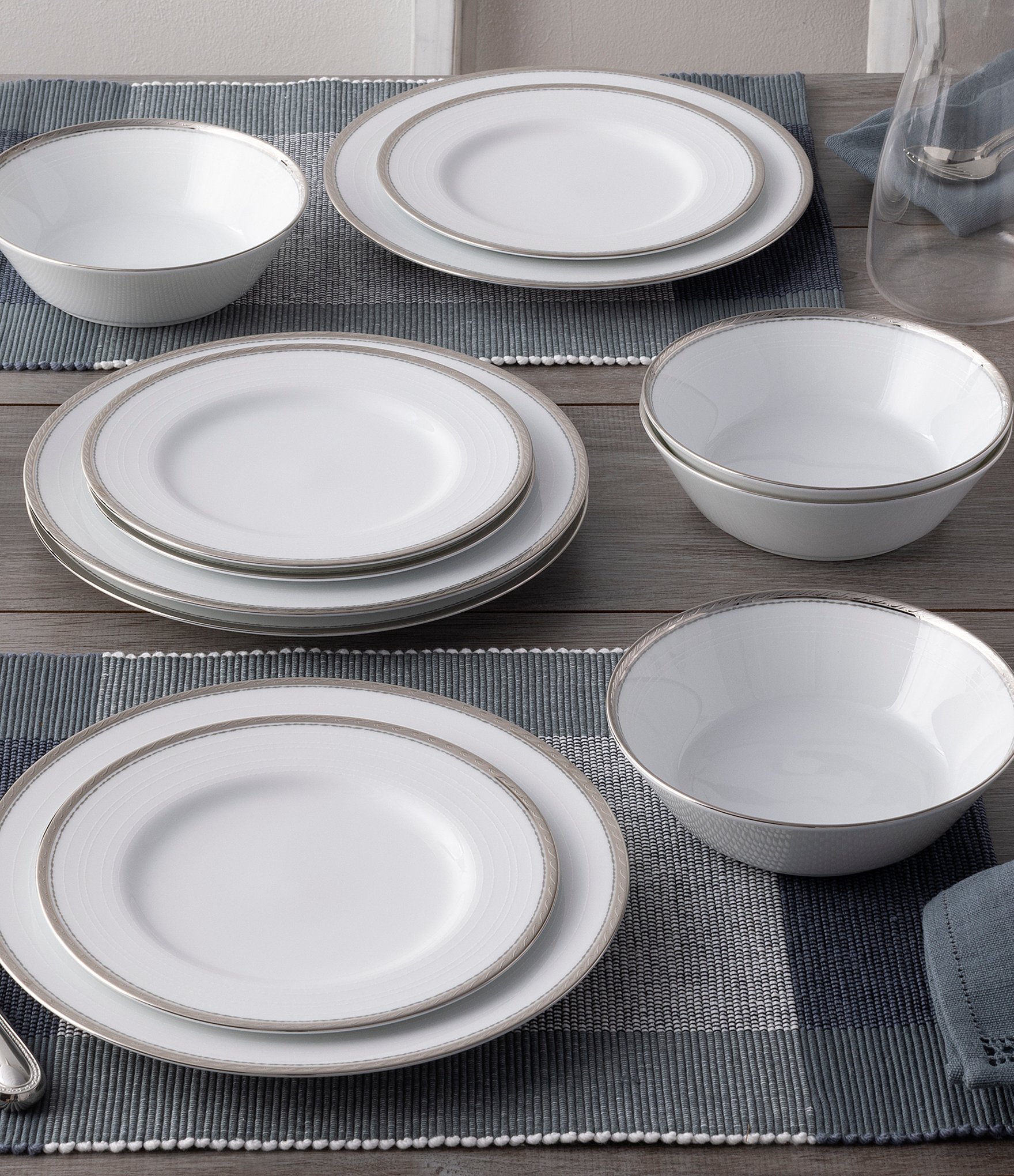 Noritake Whiteridge Platinum Collection 12-Piece Set, Service For 4