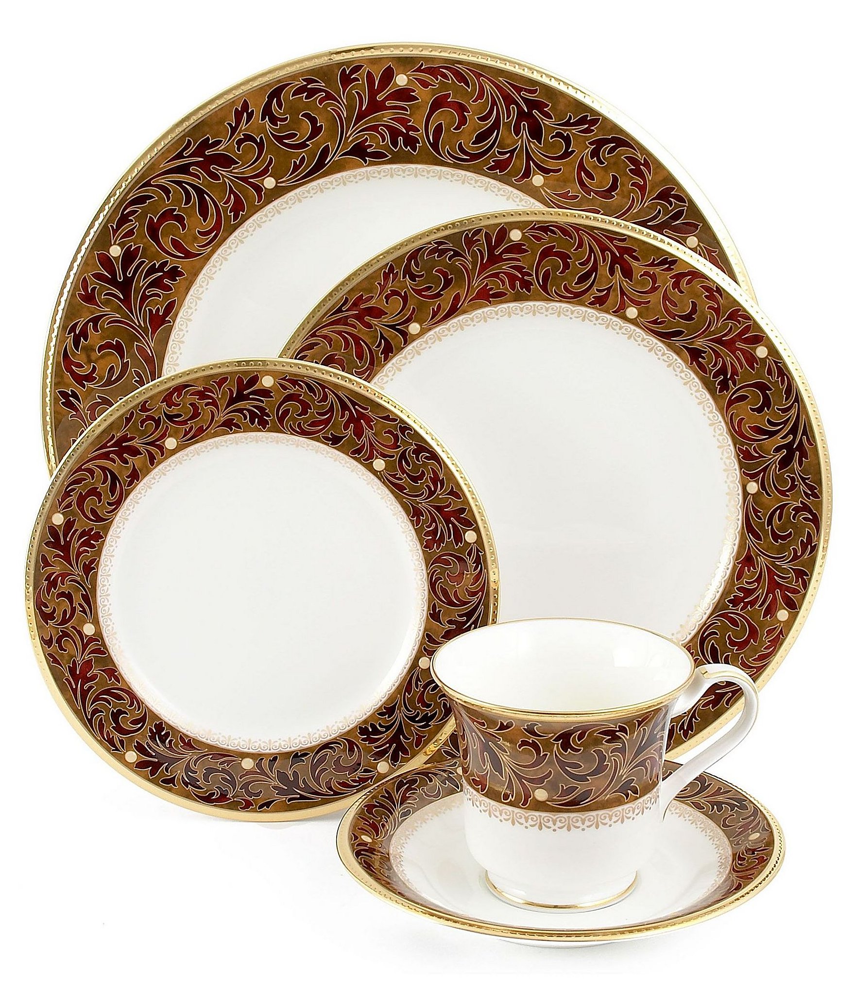 Noritake Xavier Gold Paisley Bone China 5-Piece Place Setting | Dillards