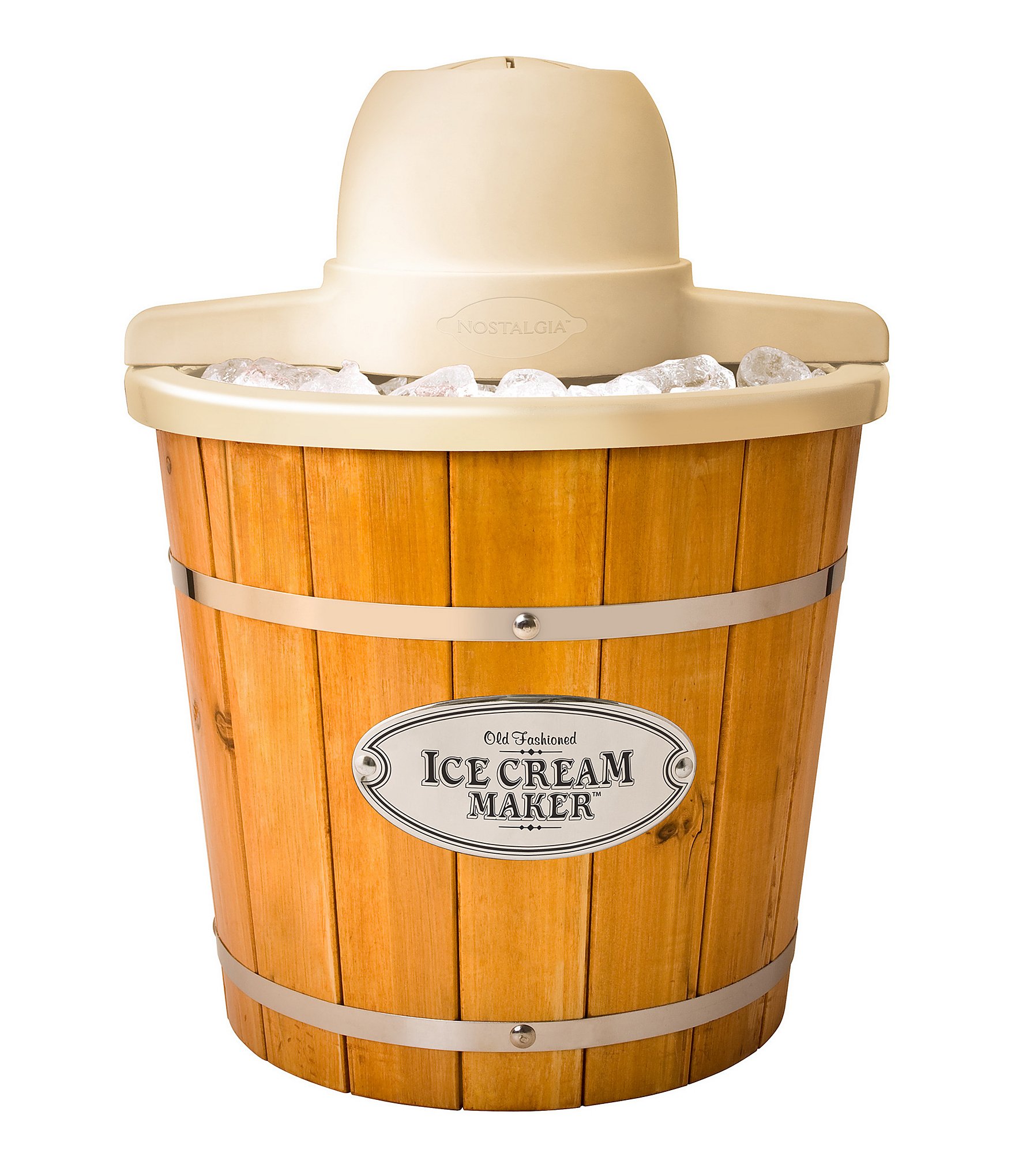 Nostalgia Electrics 4-Quart Light Wood Ice Cream Maker