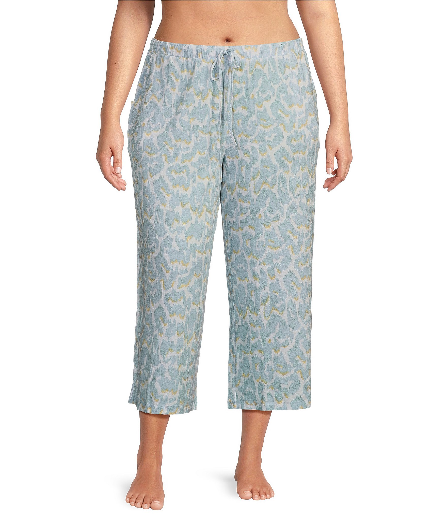 Nottibianche Plus Size Animal Print Coordinating Cropped Sleep Pants