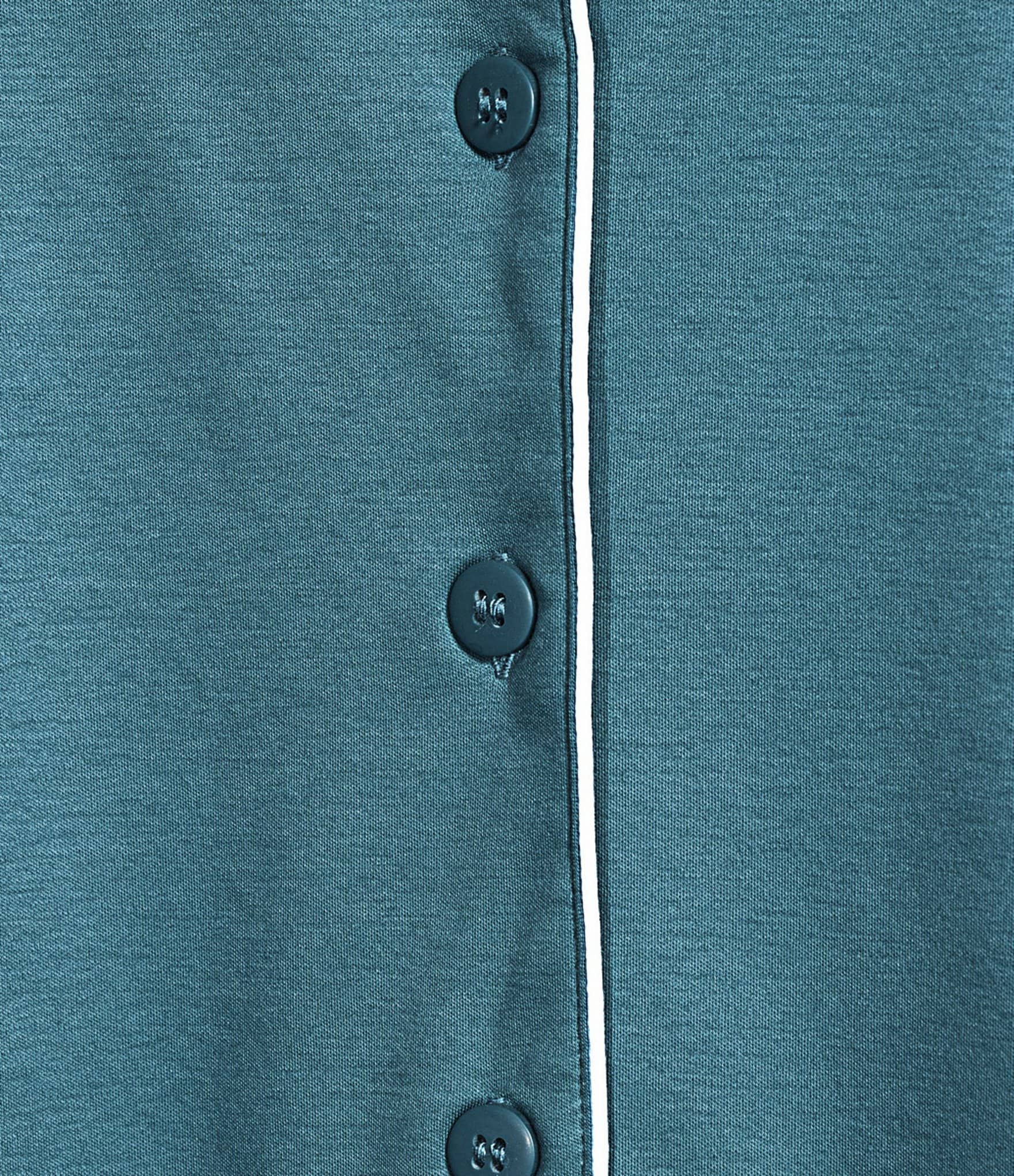 Nottibianche Solid Long Sleeve Notch Collar Button Front Long Knit Pajama Set