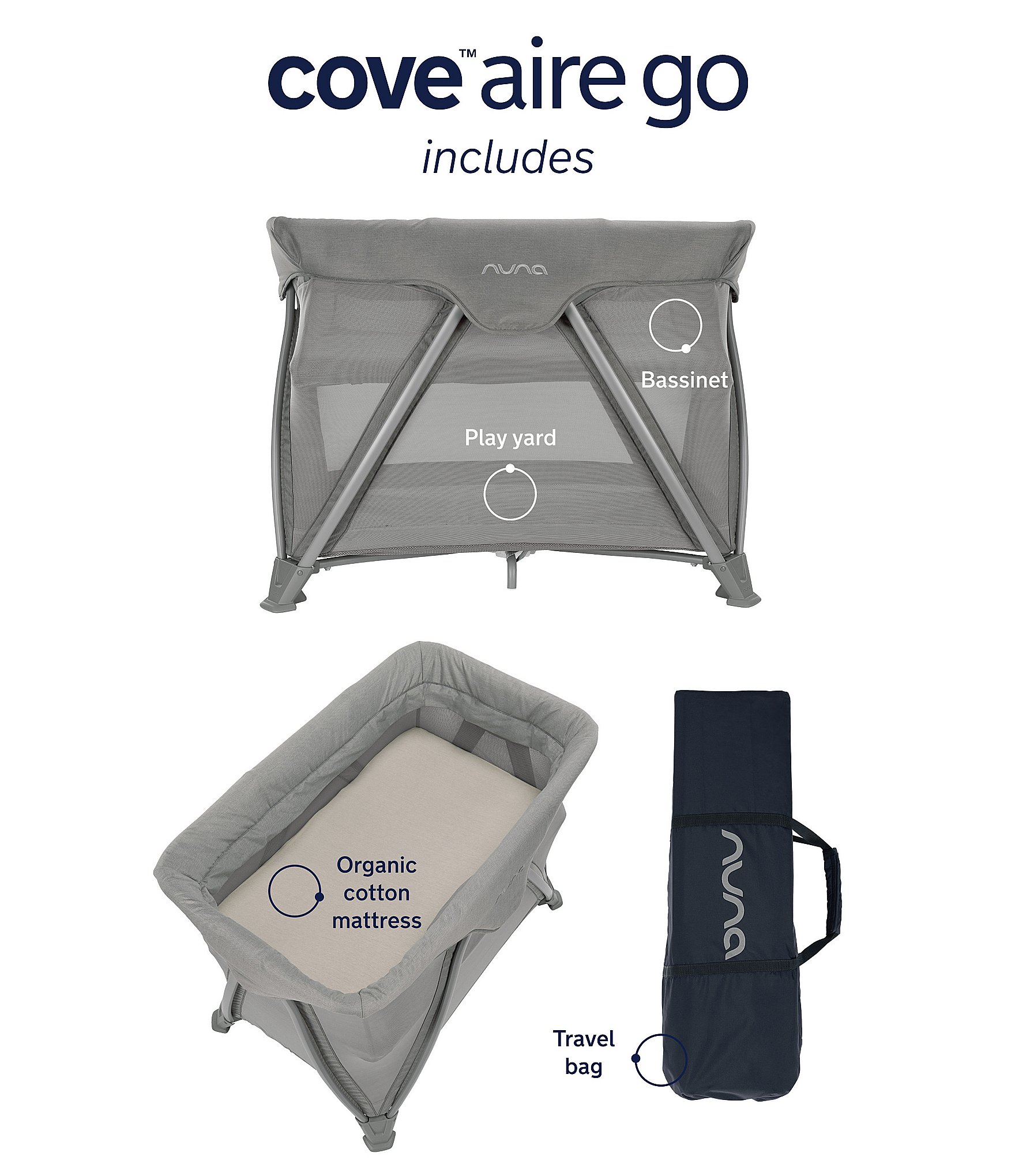 Nuna Cove Aire Travel Cot/Bedside Bassinet