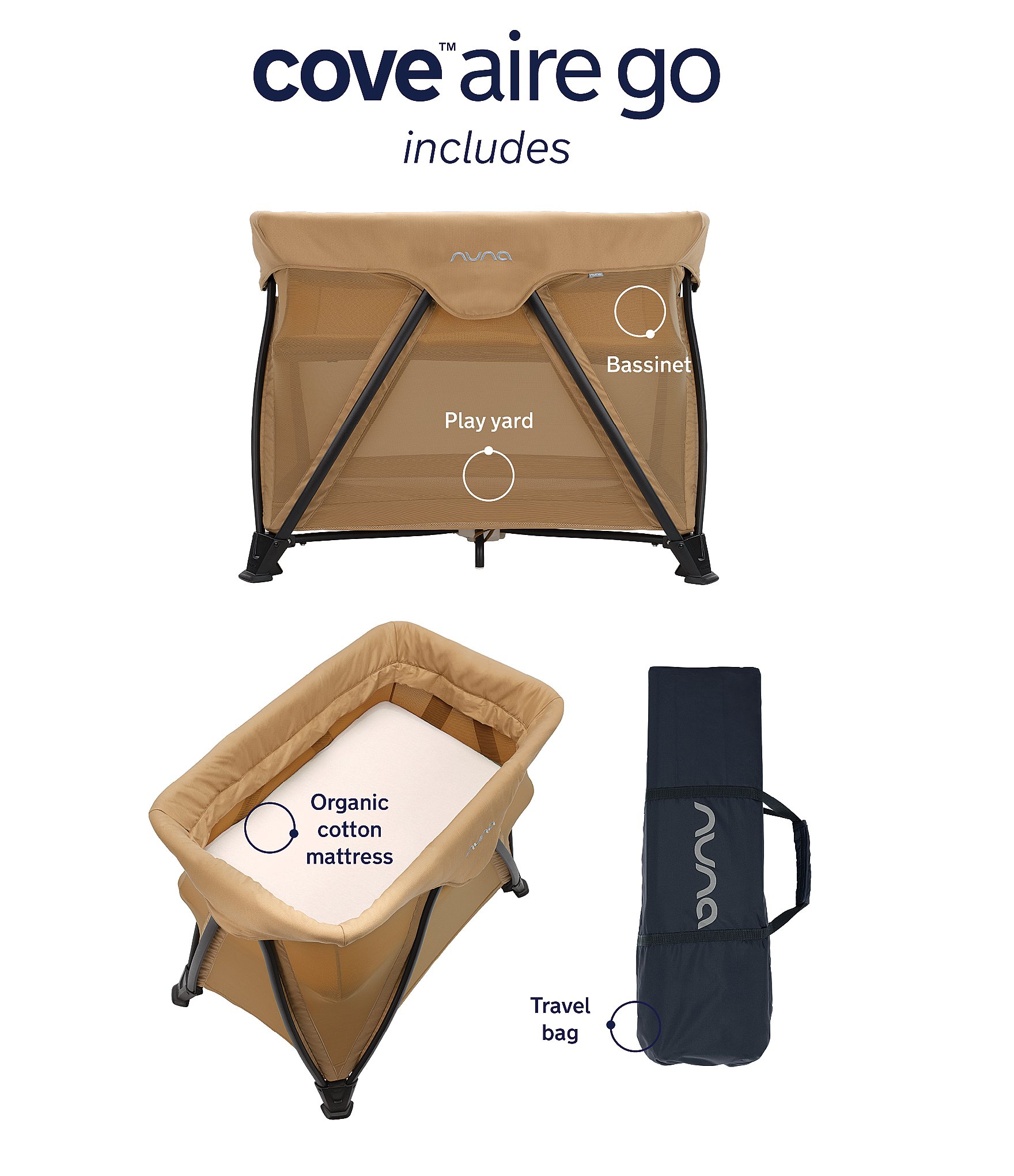 Nuna Cove Aire Travel Cot/Bedside Bassinet