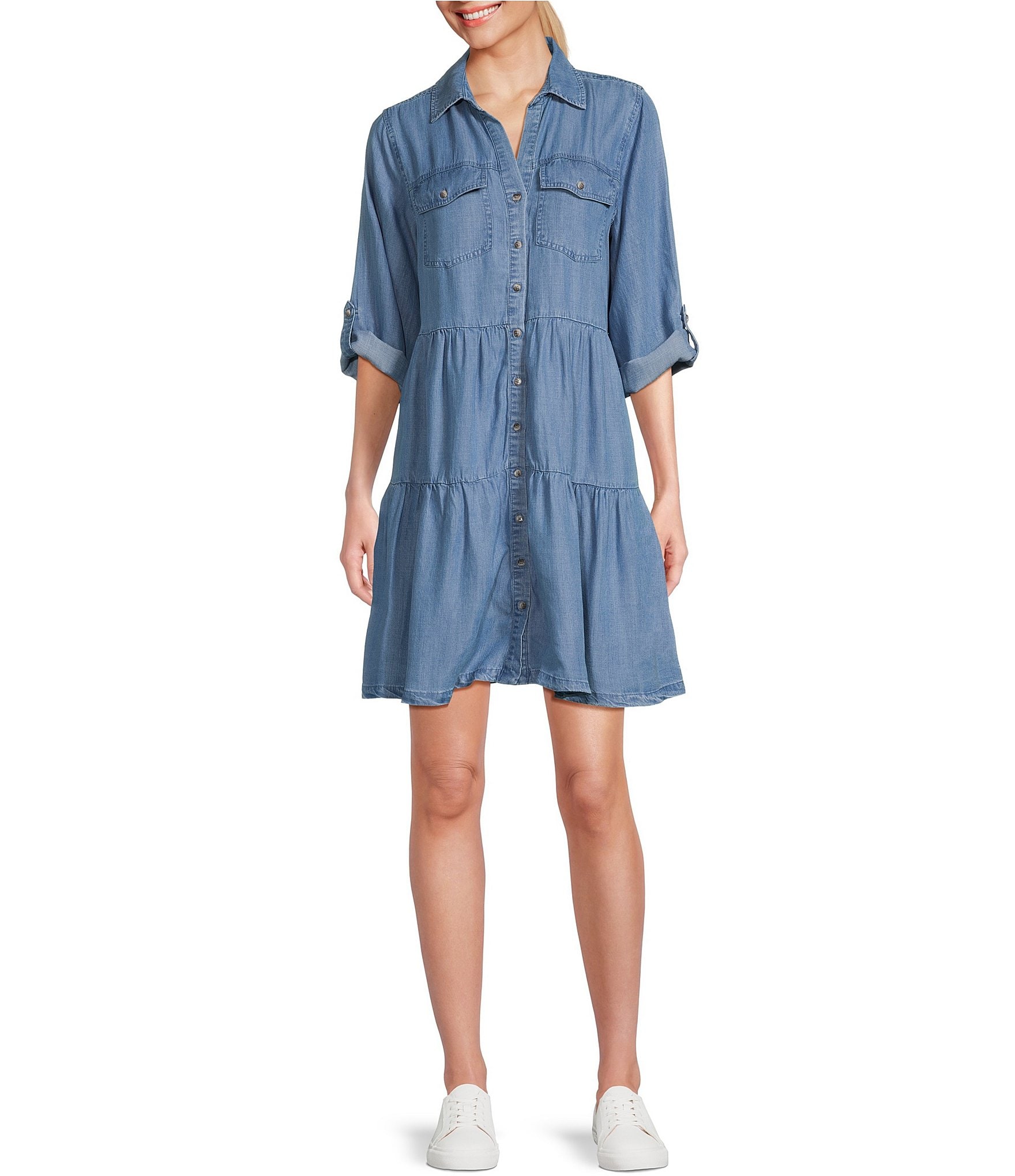 Nurture by Westbound 3/4 Sleeve Tired Shirt Dress | Dillard's