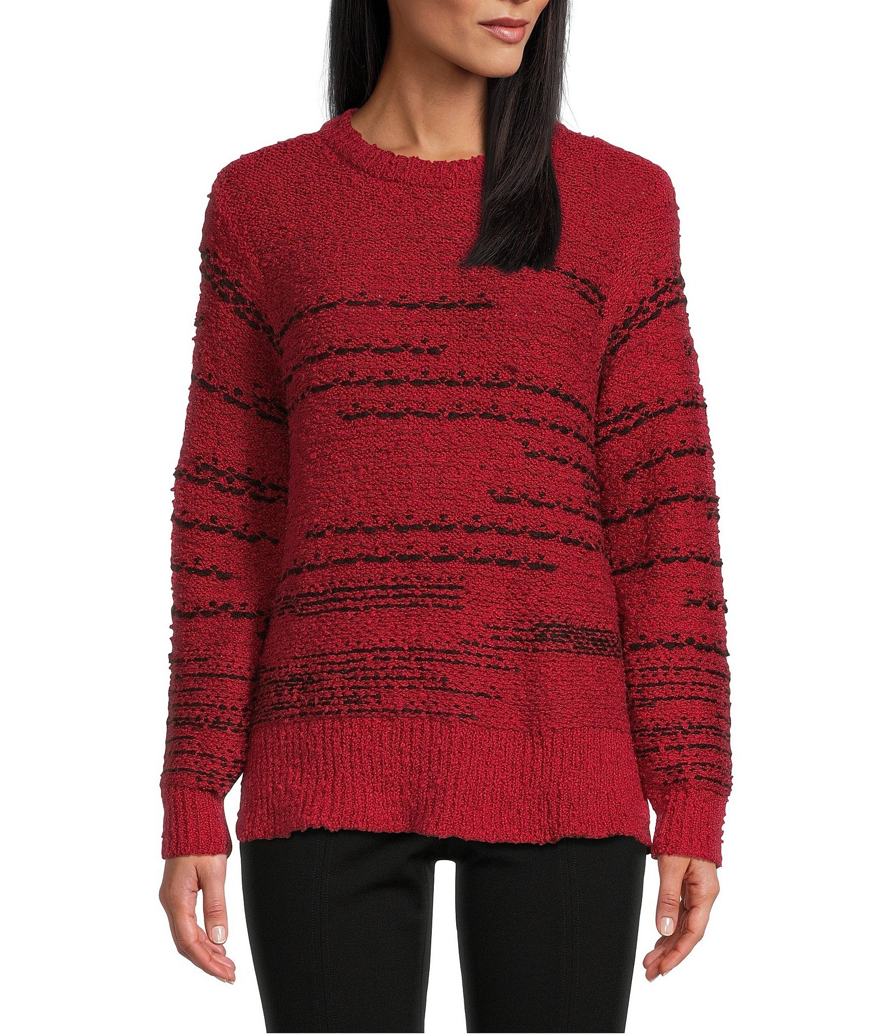 Nurture by Westbound Long Sleeve Textured Crew Neck Sweater | Dillard's