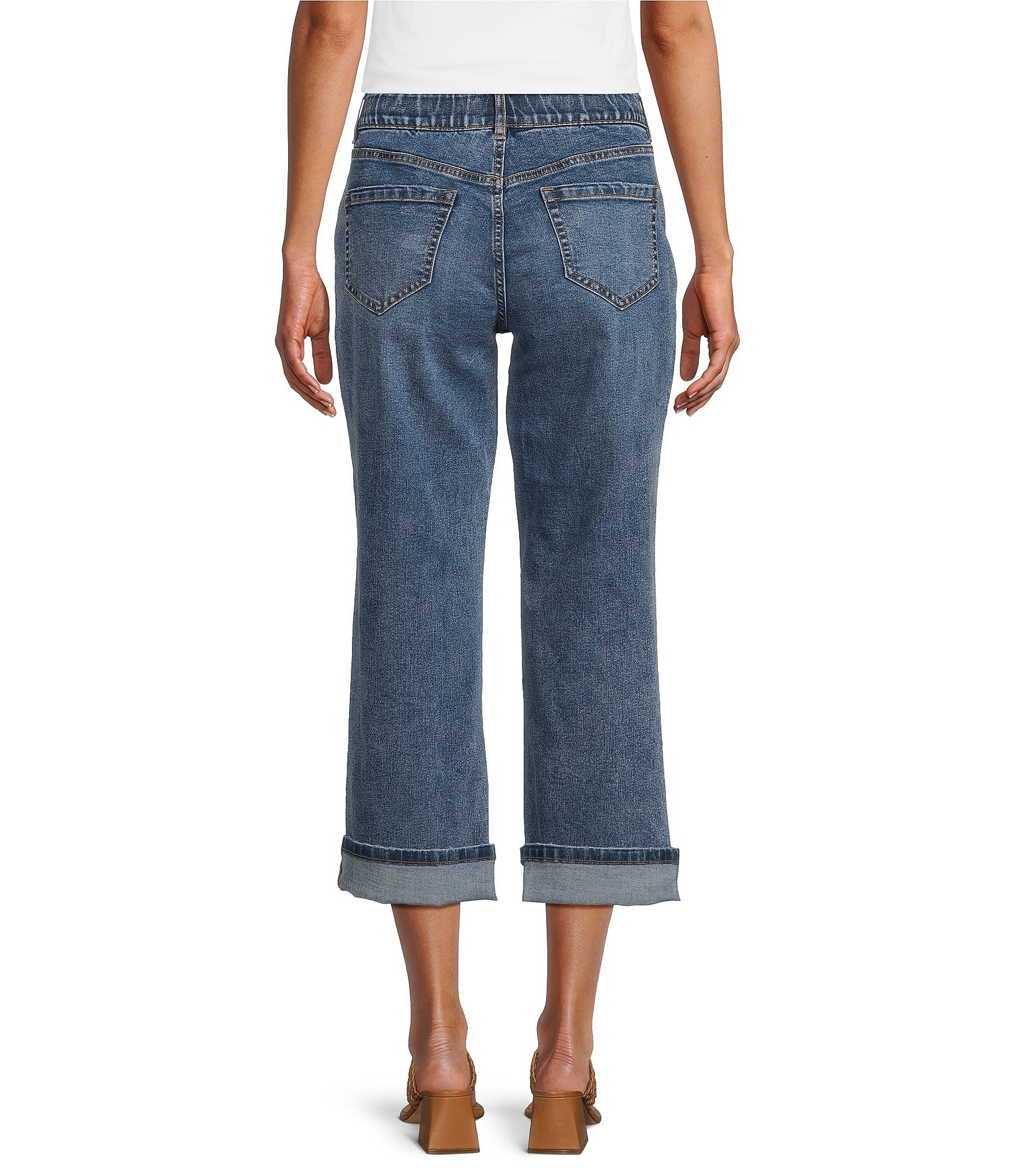 Nurture by Westbound Petite Size High-Rise 5-Pocket Slim Crop Rolled Cuff Boyfriend Jeans