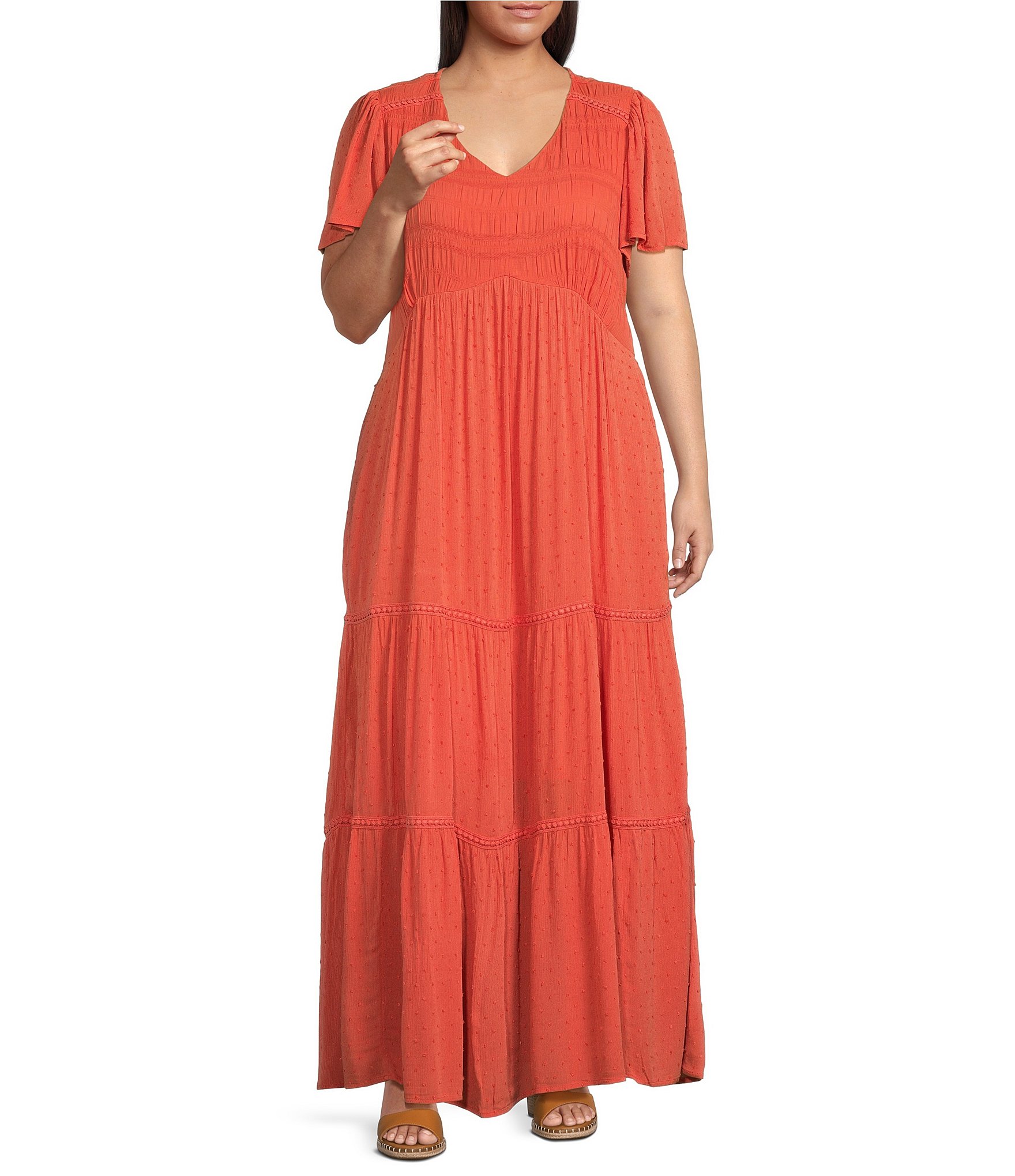 Nurture By Westbound Plus Size V-Neck Tiered Maxi Dress | Dillard's