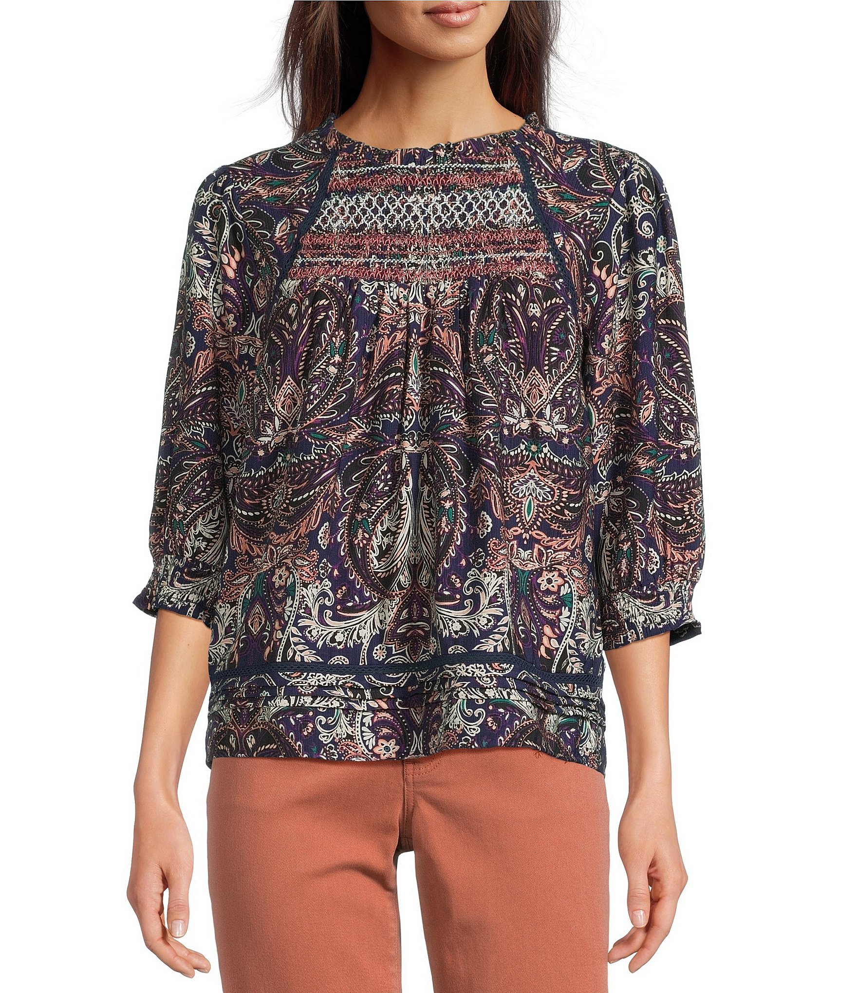 Nurture Elbow Sleeve Crew Neck Top