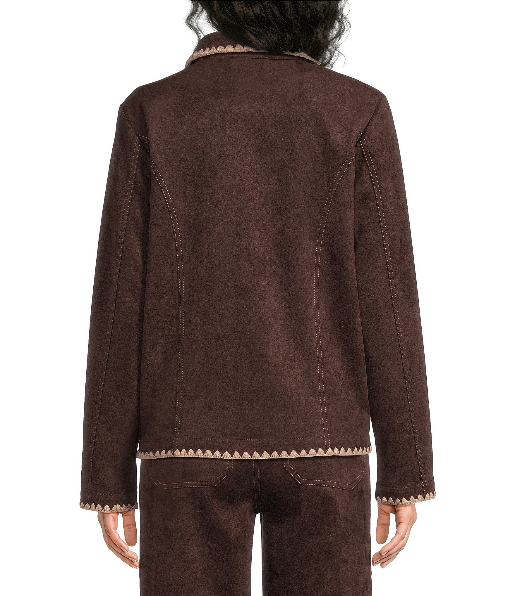 Nurture Coordinating Long Sleeve Button Front Faux Suede Jacket