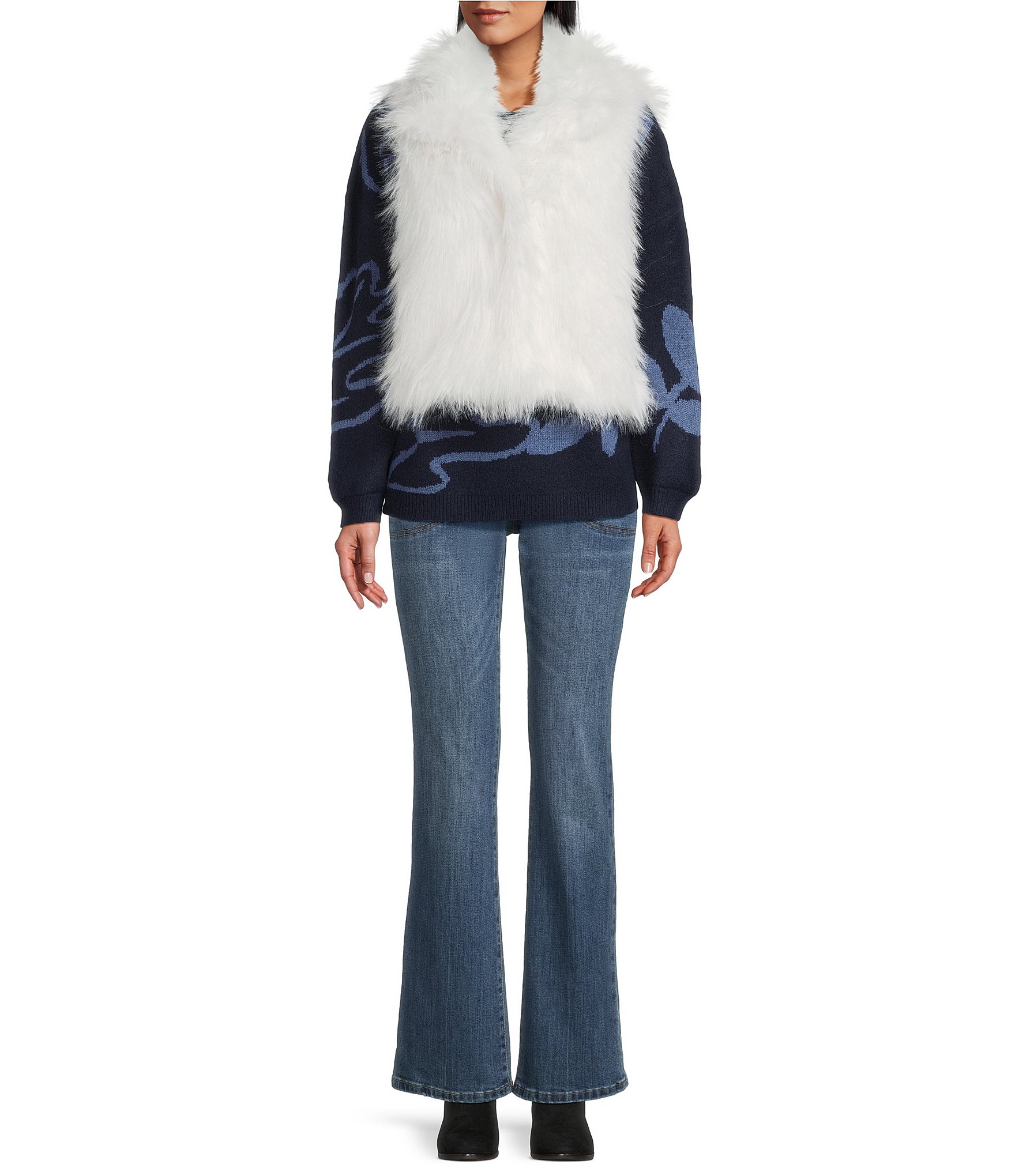 Nurture Long Sleeve Leaf Patterned Crew Neck Sweater