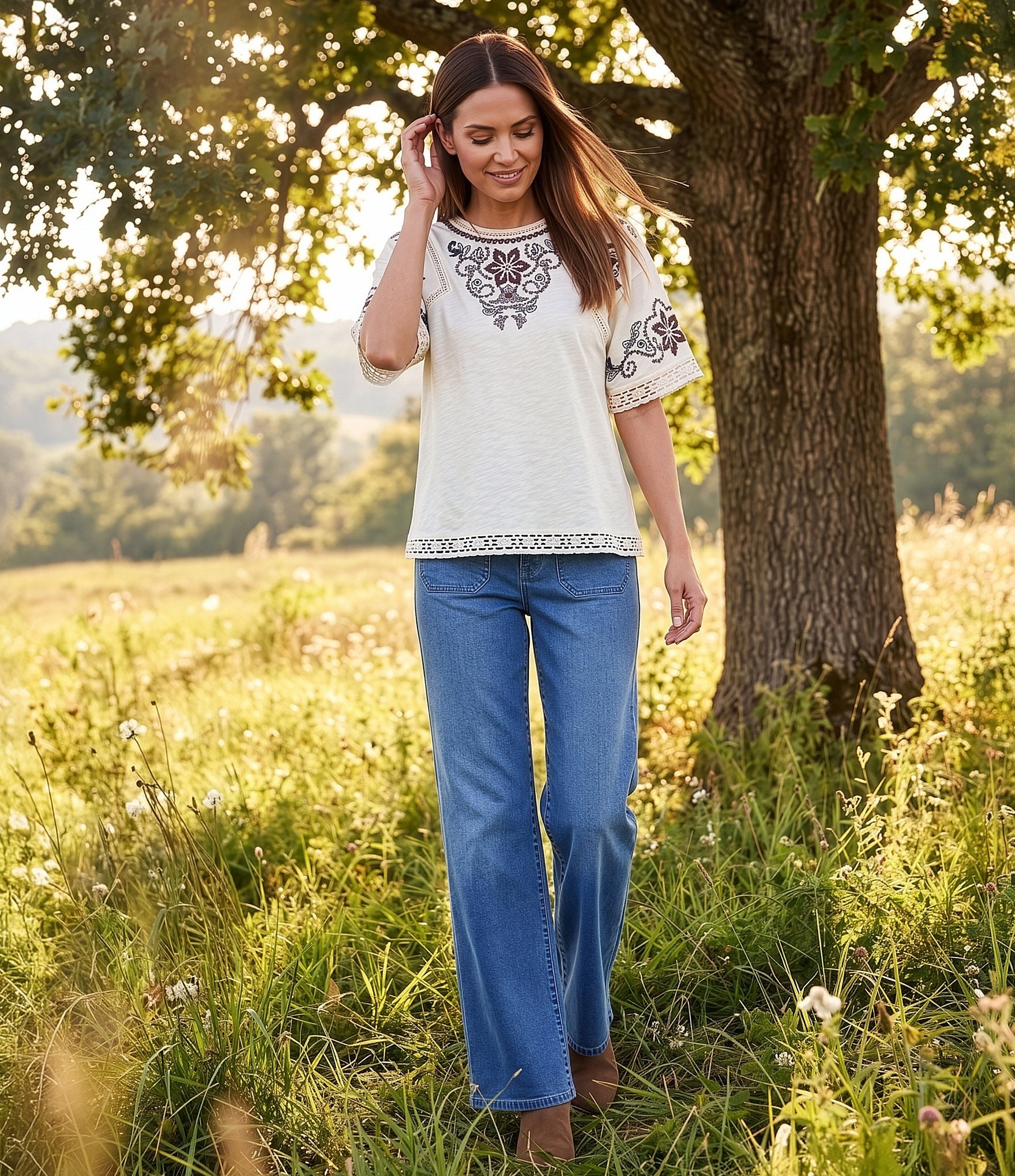 Nurture Mid Rise Wide Leg Pants