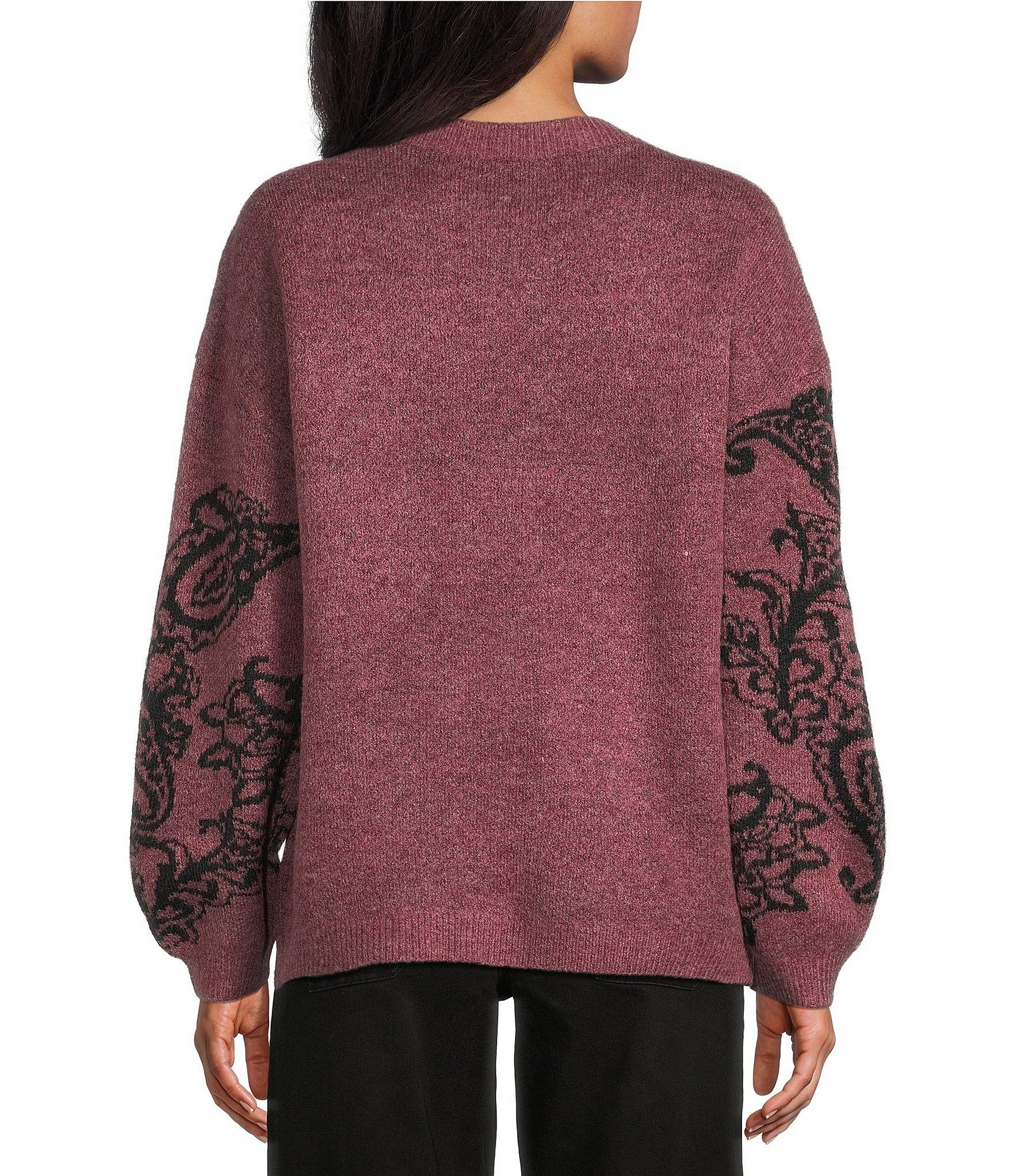 Nurture Paisley Pattern Long Sleeve Crew Neck Sweater