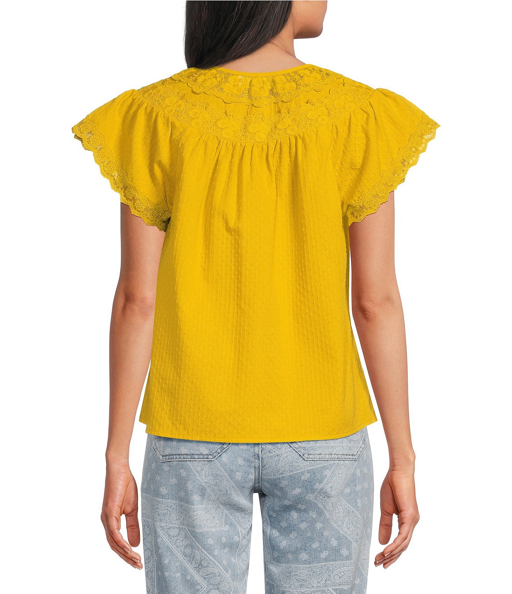 Nurture Petite Size Flutter Sleeve V-Neck Top