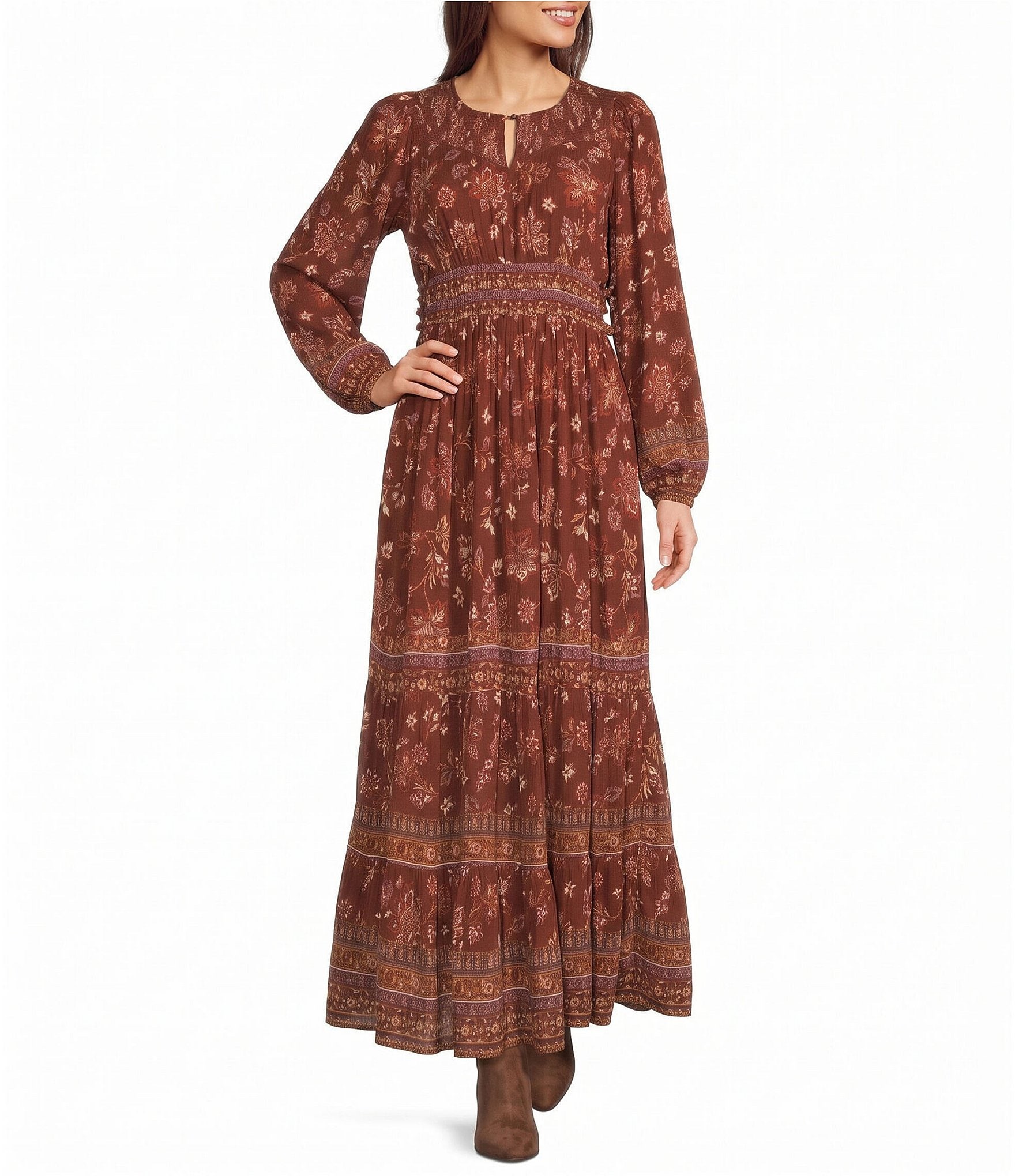 Nurture Petite Size Long Sleeve Crew Neck Maxi Dress