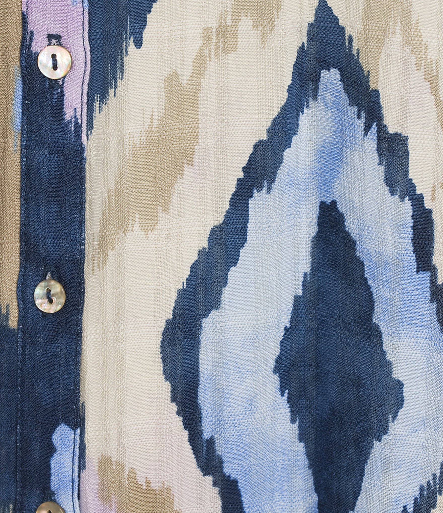 Nurture Printed Long Sleeve Button Front Ruffle Y-Neck Dress