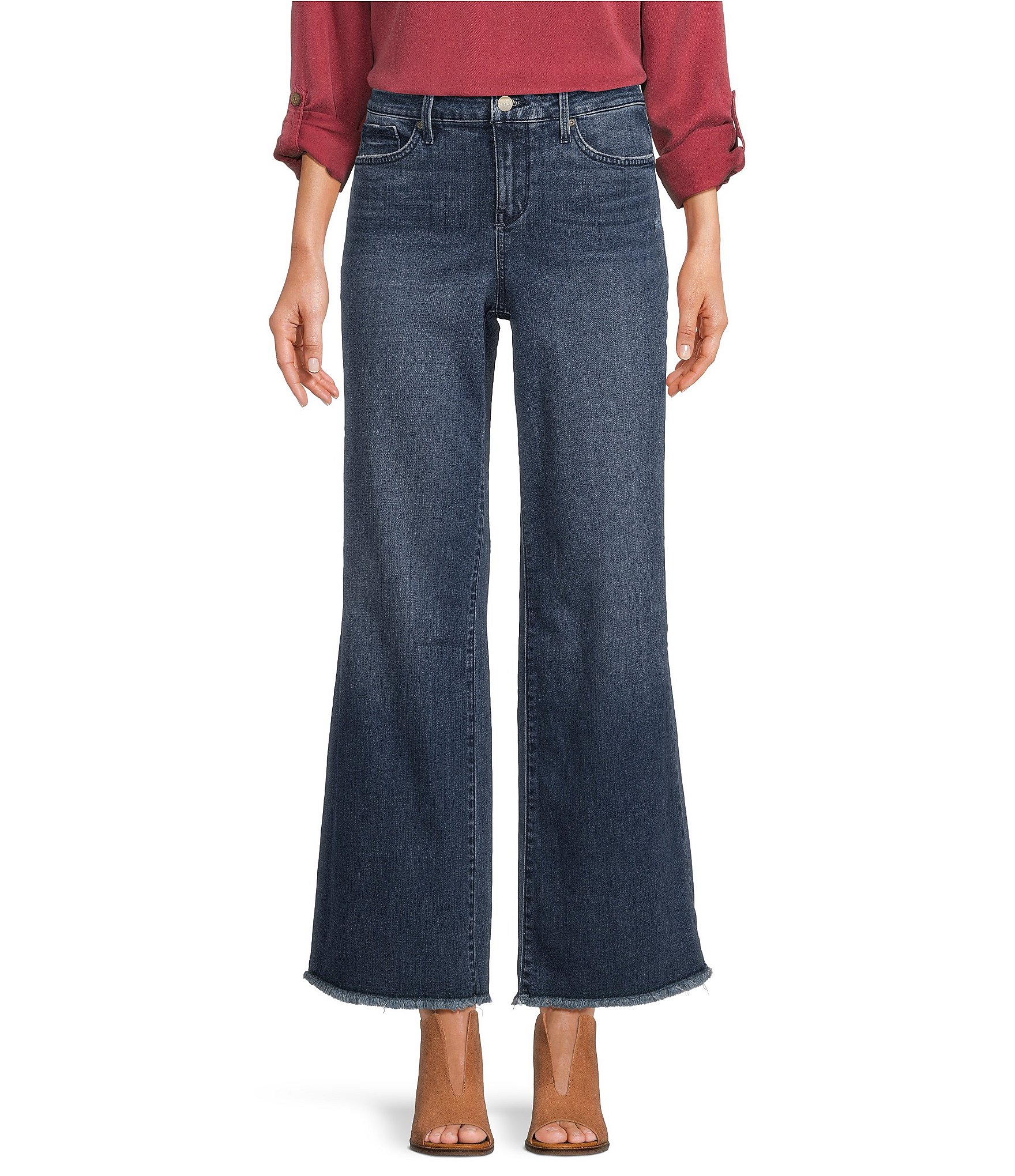 NYDJ Teresa Mid Rise Wide Leg Ankle Length Stretch Denim Jeans | Dillard's